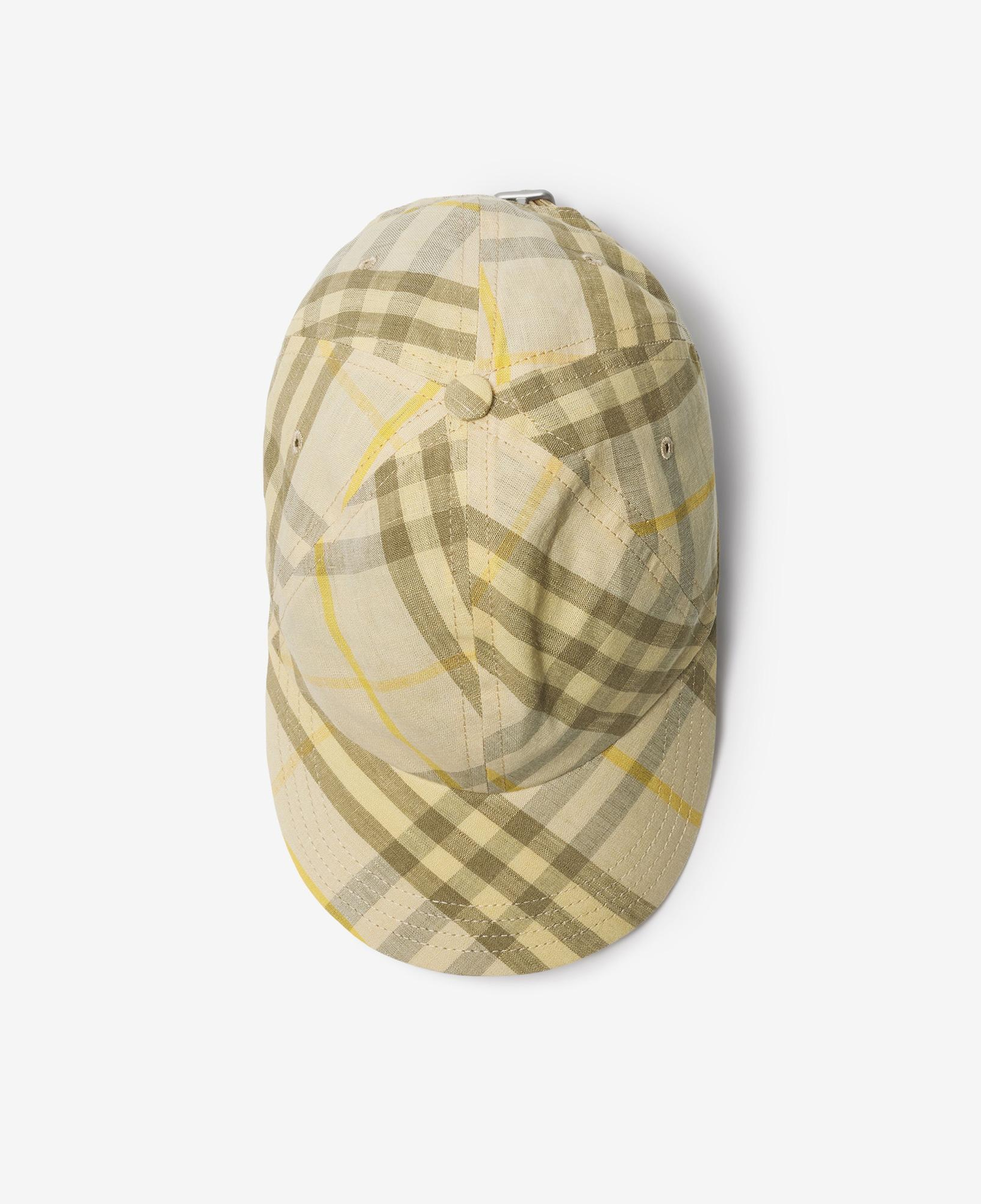 Burberry Check Linen Baseball Erkek Krem Rengi Şapka