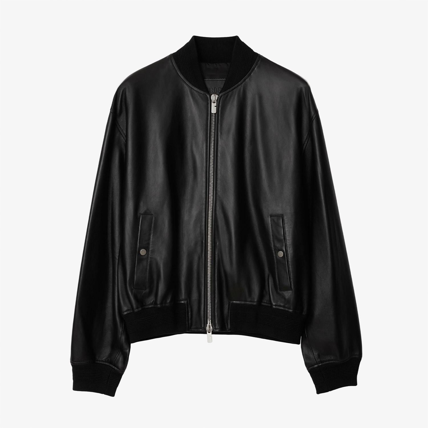 Burberry Erkek Siyah Deri Mont