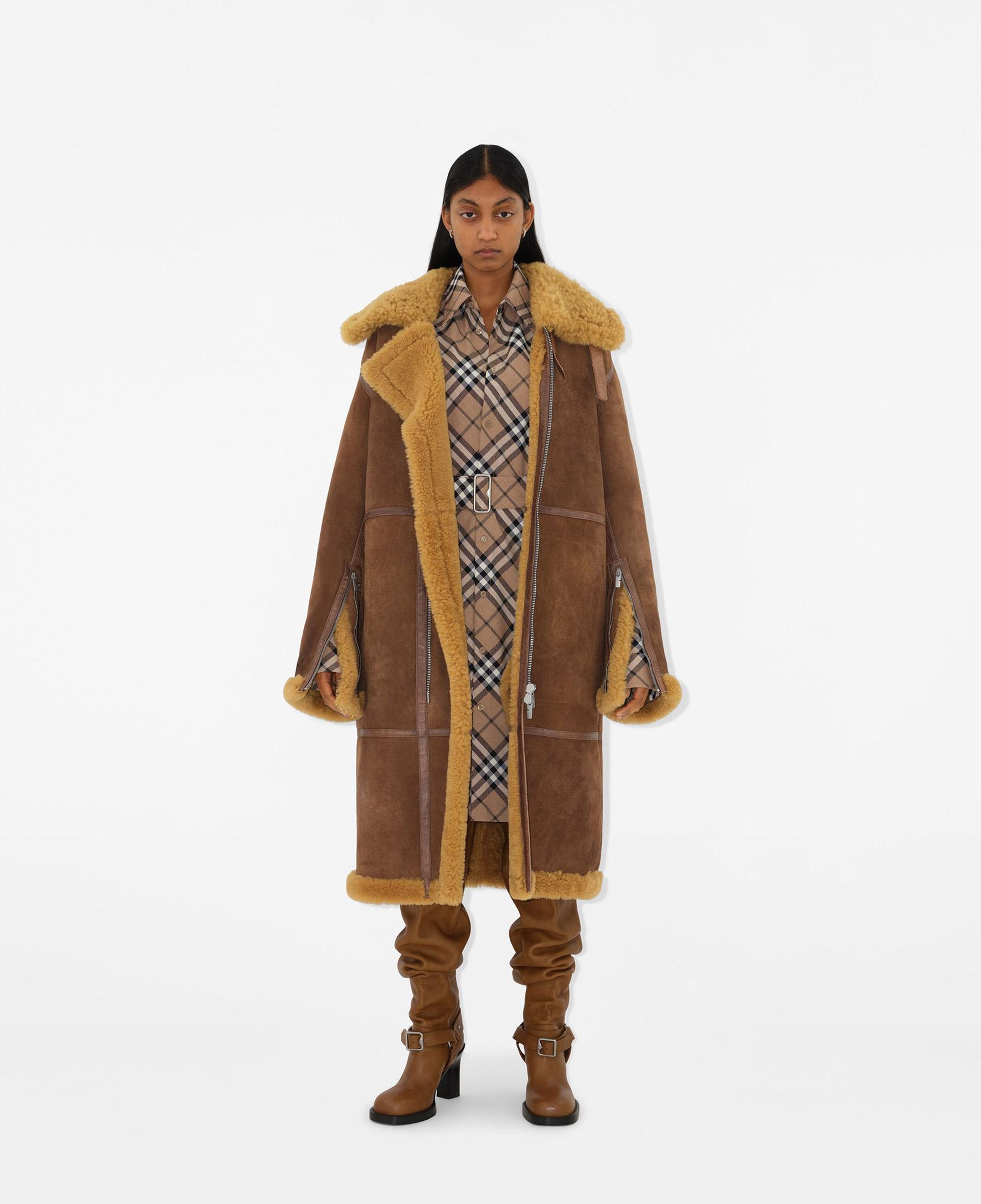 Burberry Kadın Yeşil Deri Yün Mont