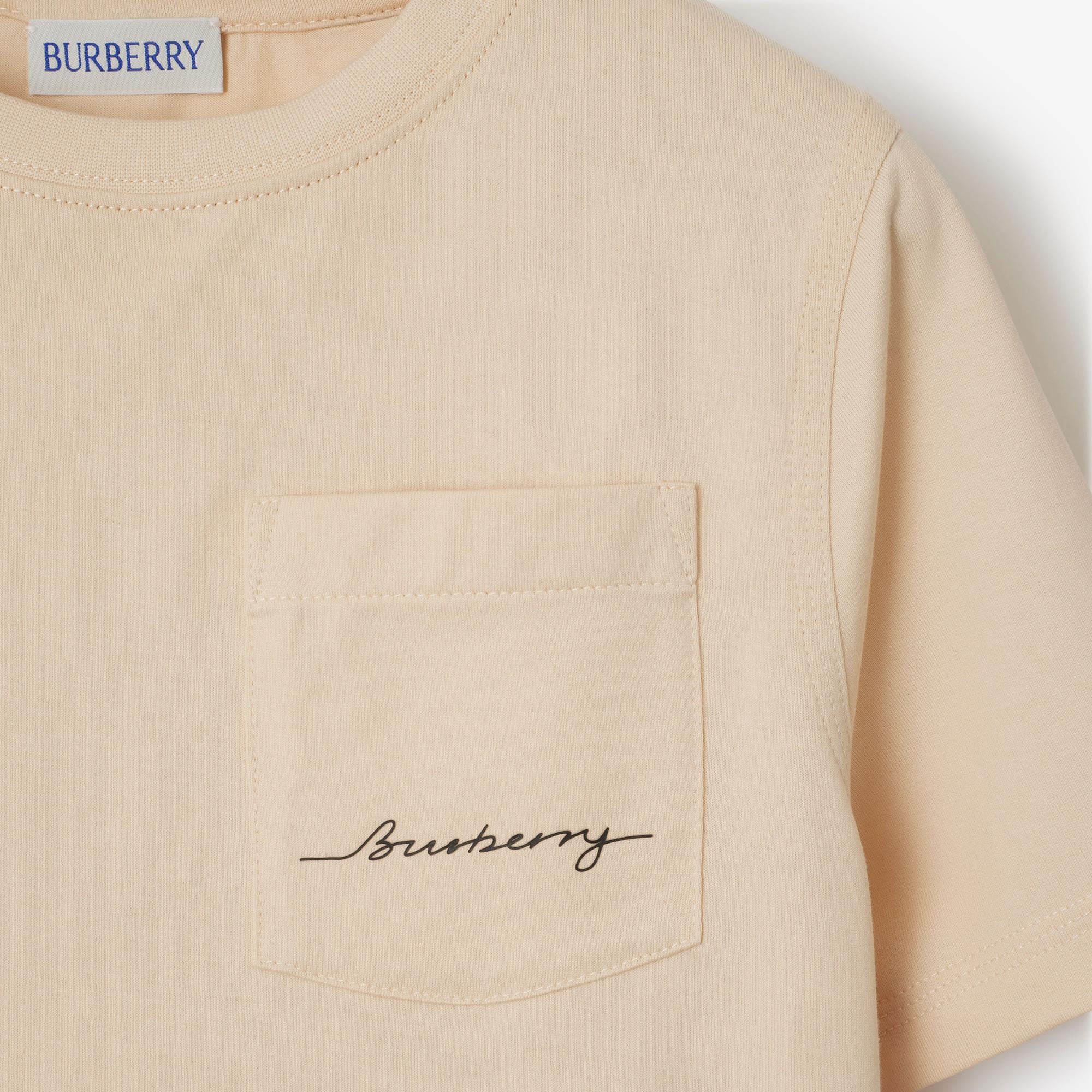 Burberry Cedar Logo Cotton Çocuk Krem T-Shirt