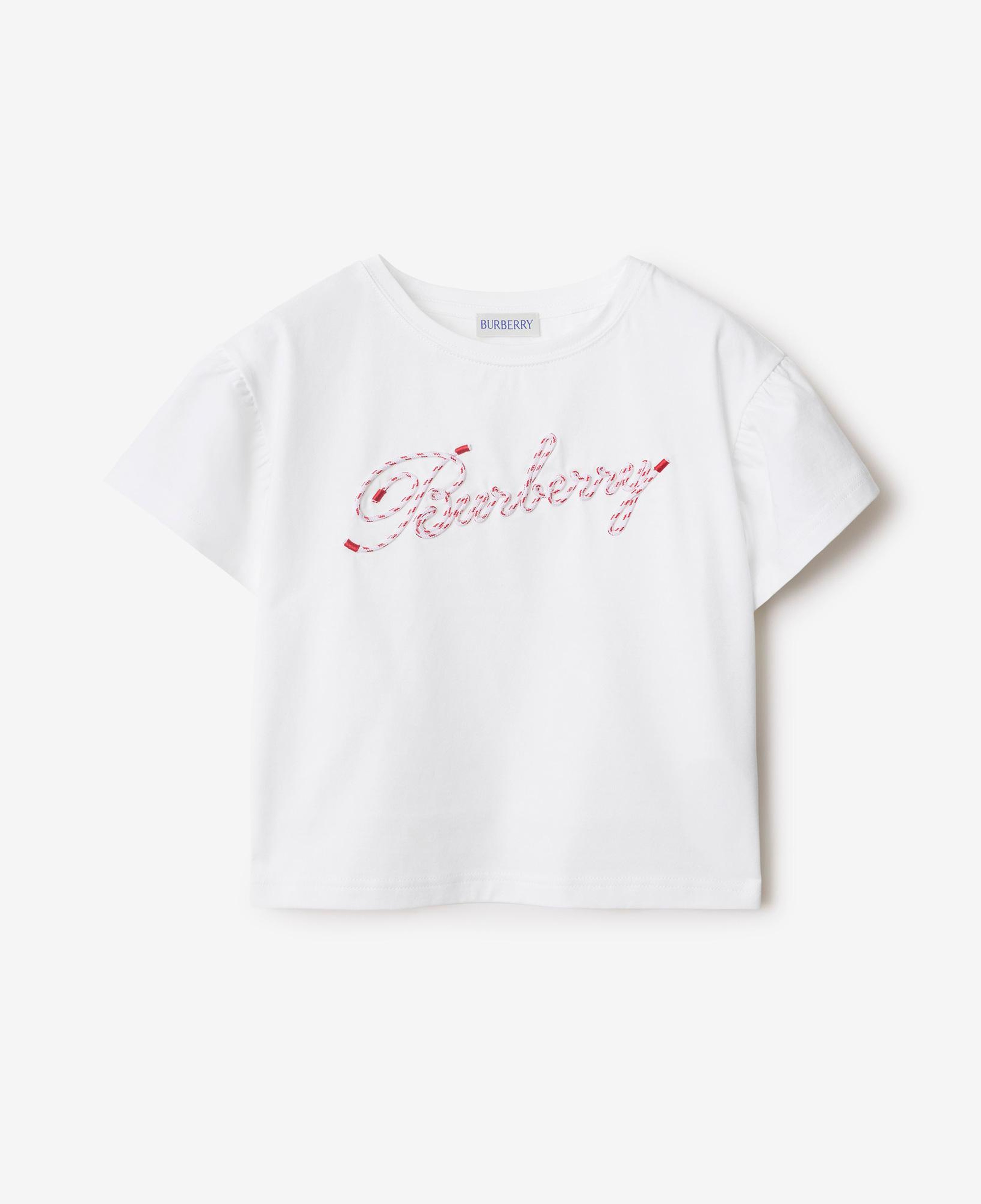 Burberry Roxy Rope Laces Logo Cotton Çocuk Beyaz T-Shirt