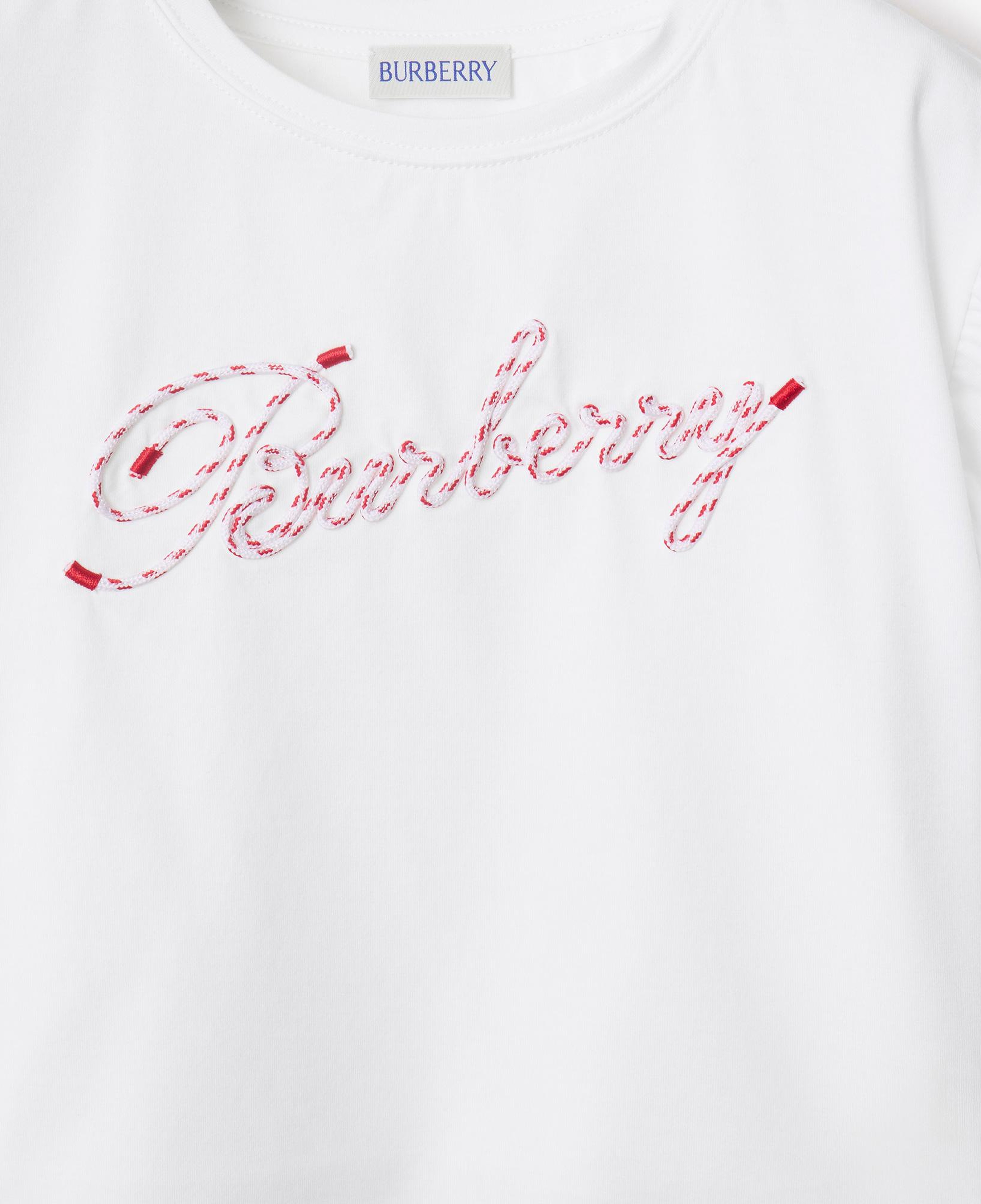 Burberry Roxy Rope Laces Logo Cotton Çocuk Beyaz T-Shirt