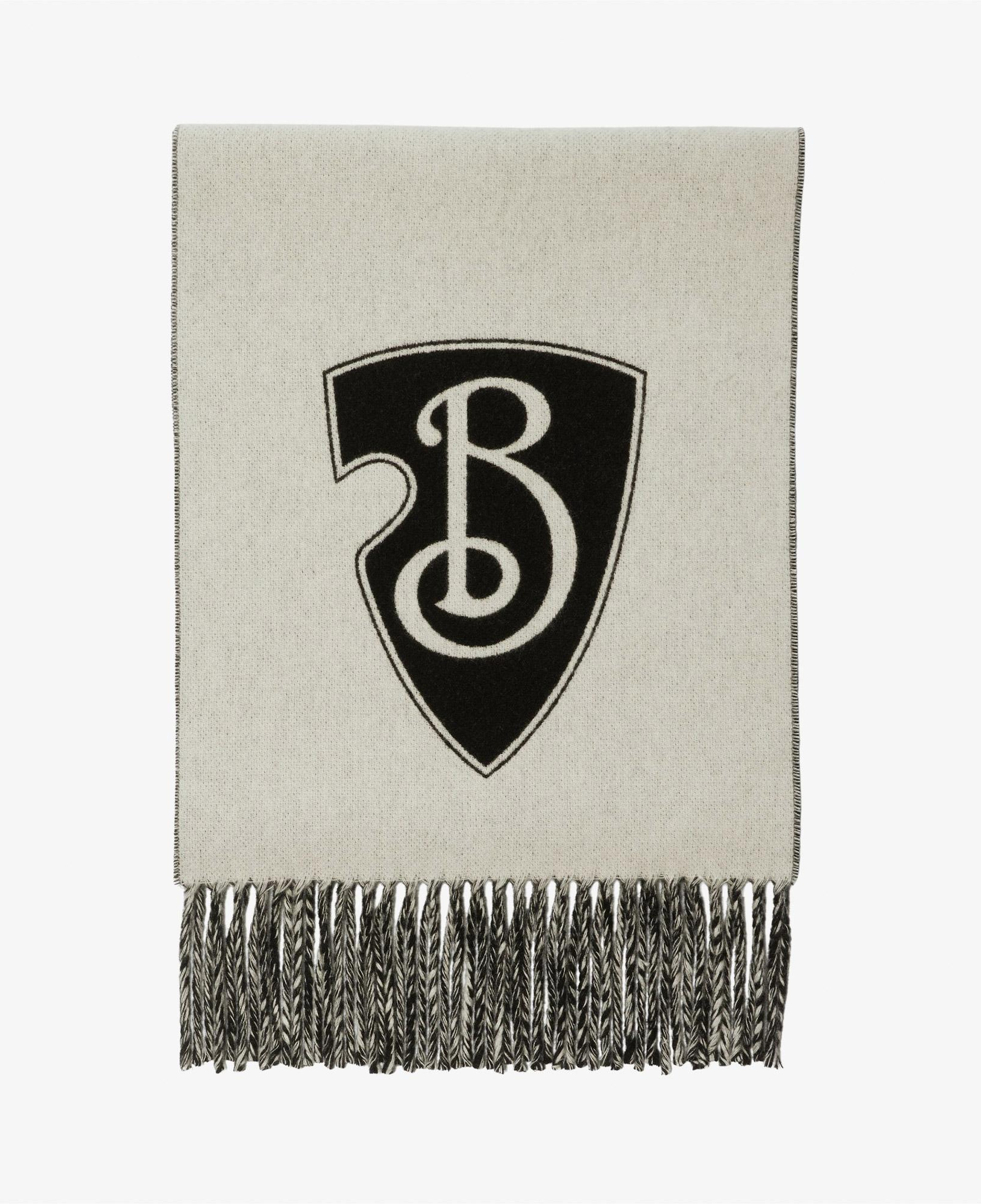 Burberry B Shield Yün Kaşmir Blend Kadın Beyaz Atkı