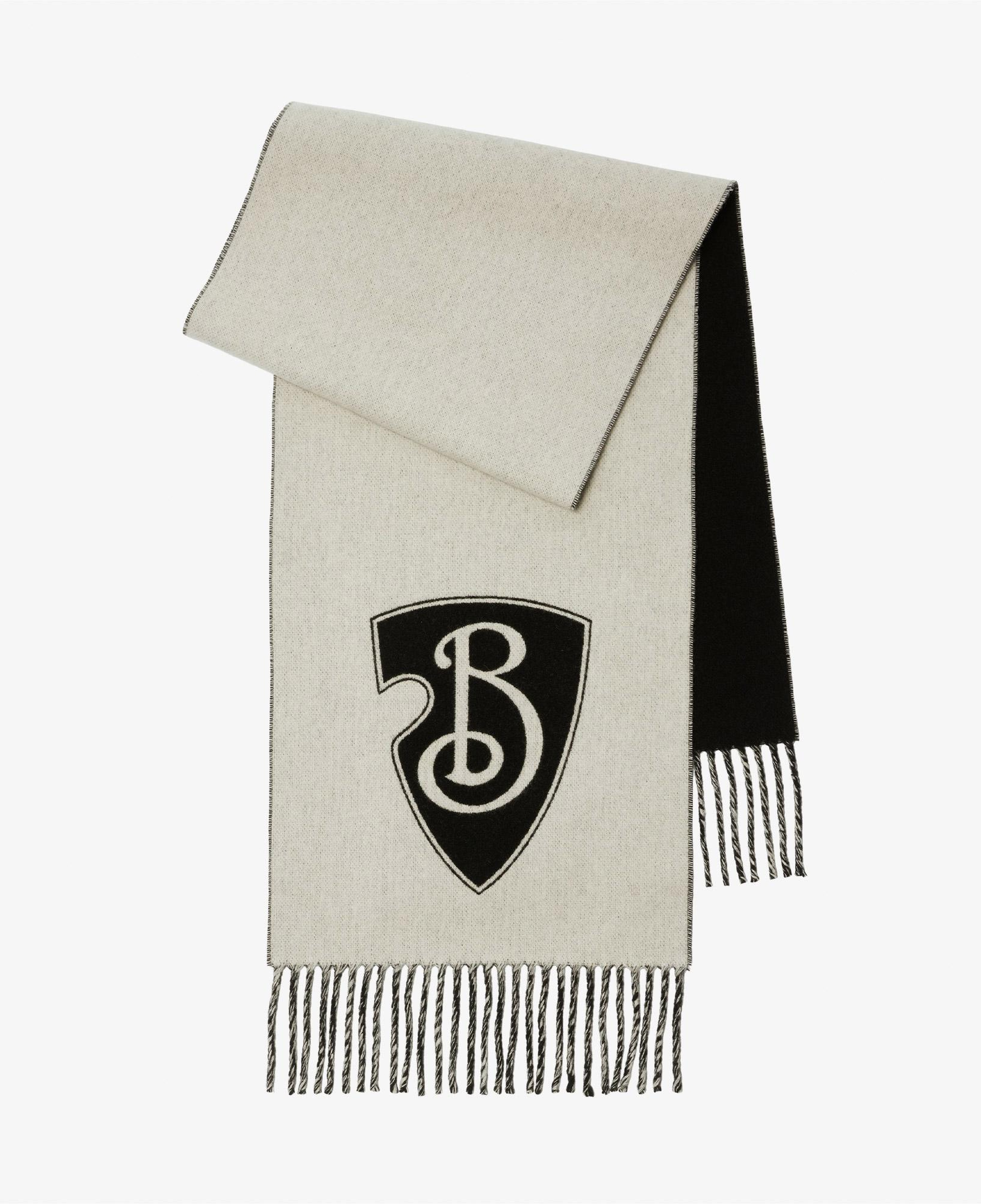 Burberry B Shield Yün Kaşmir Blend Kadın Beyaz Atkı