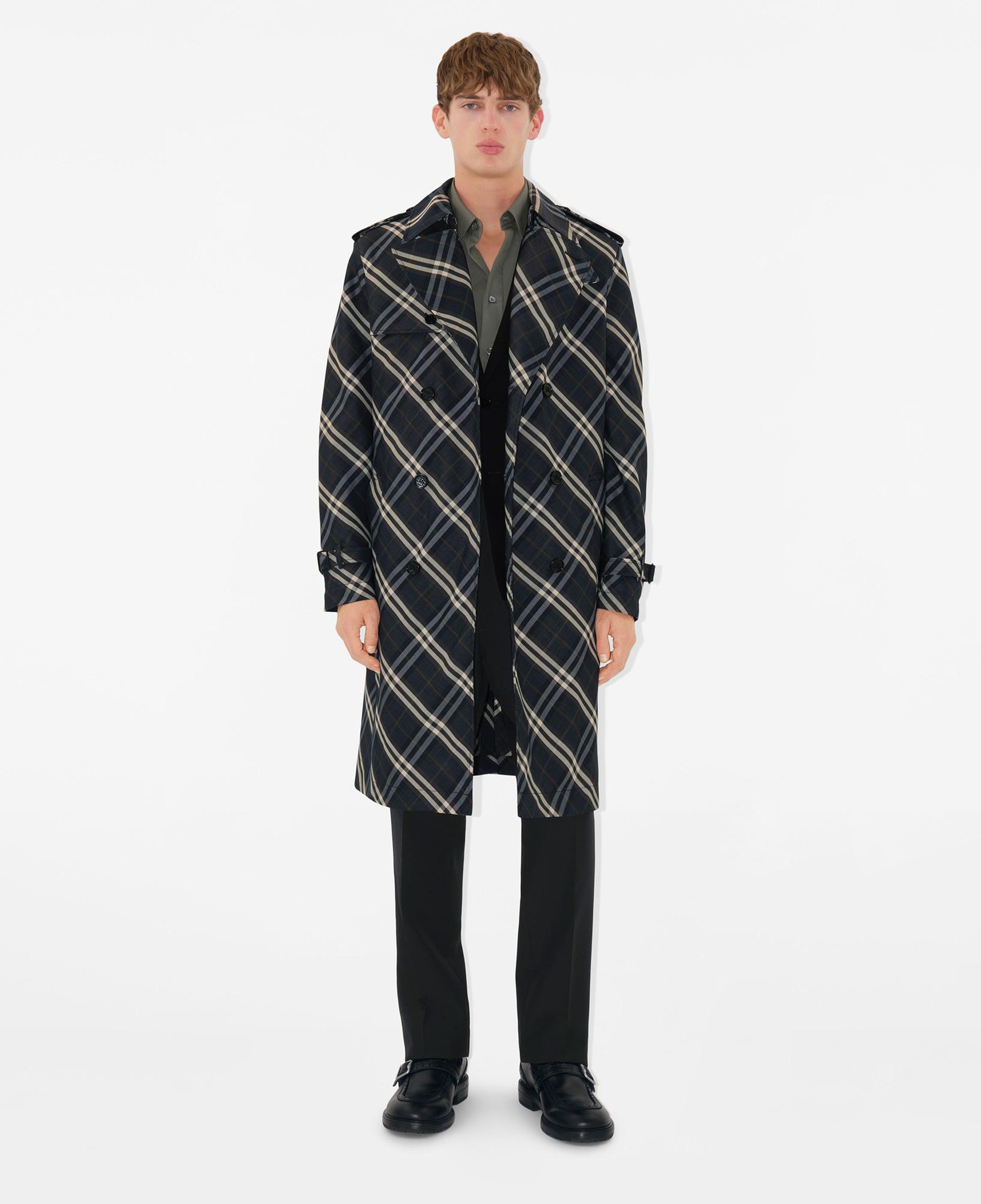 Burberry Cas Long Erkek Lacivert Trençkot