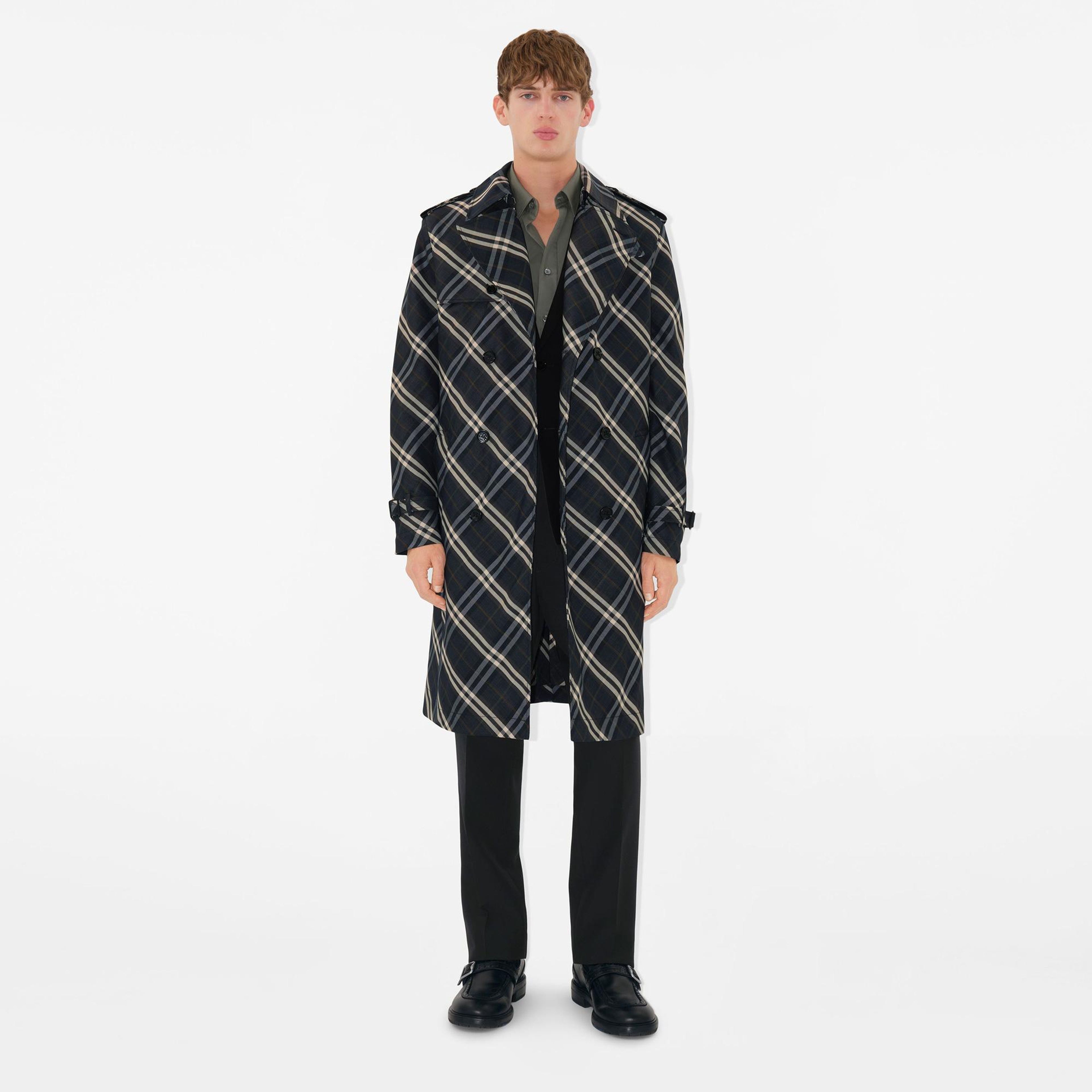 Burberry Cas Long Erkek Lacivert Trençkot