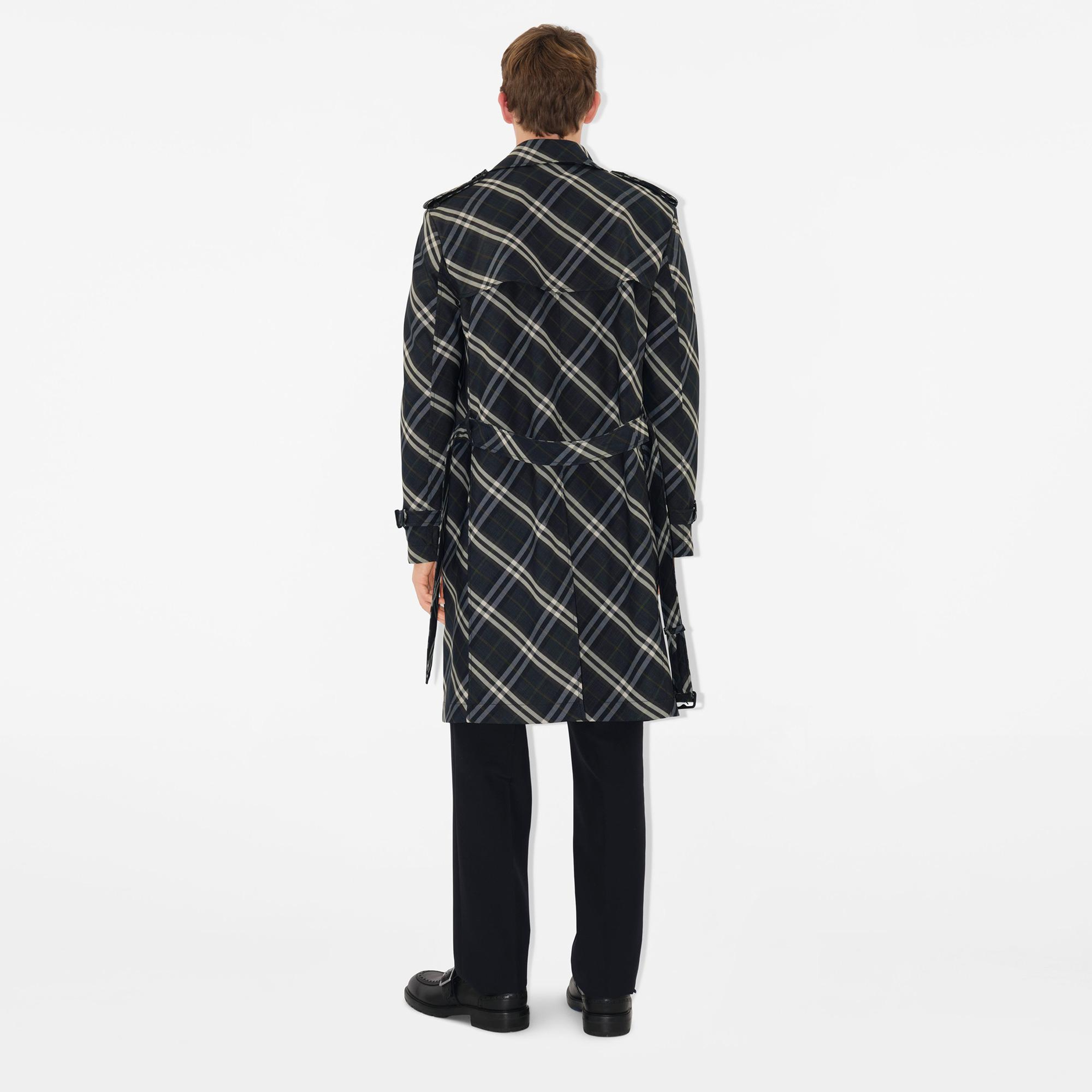 Burberry Cas Long Erkek Lacivert Trençkot