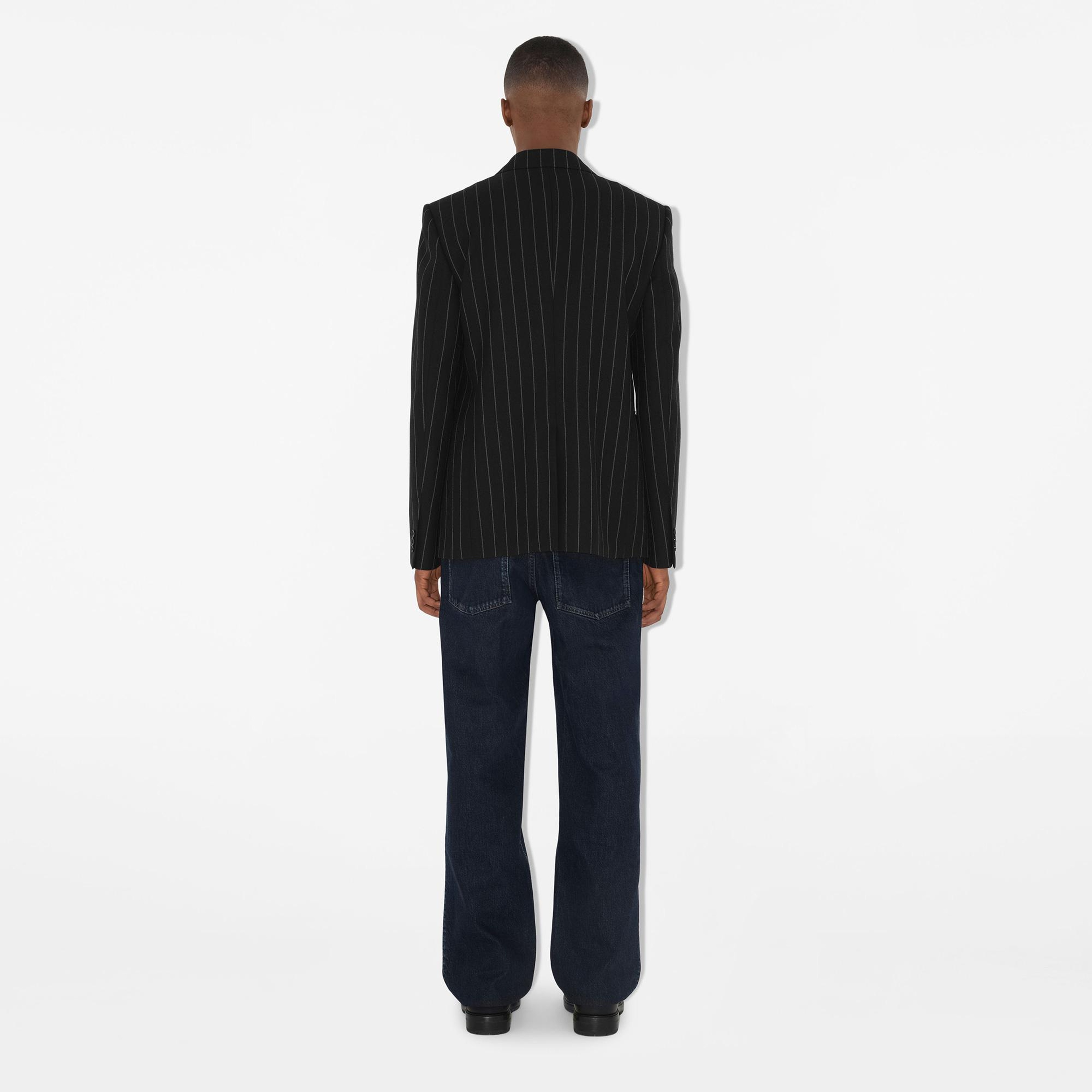 Burberry Pinstriped Wool Tailored Erkek Lacivert Ceket
