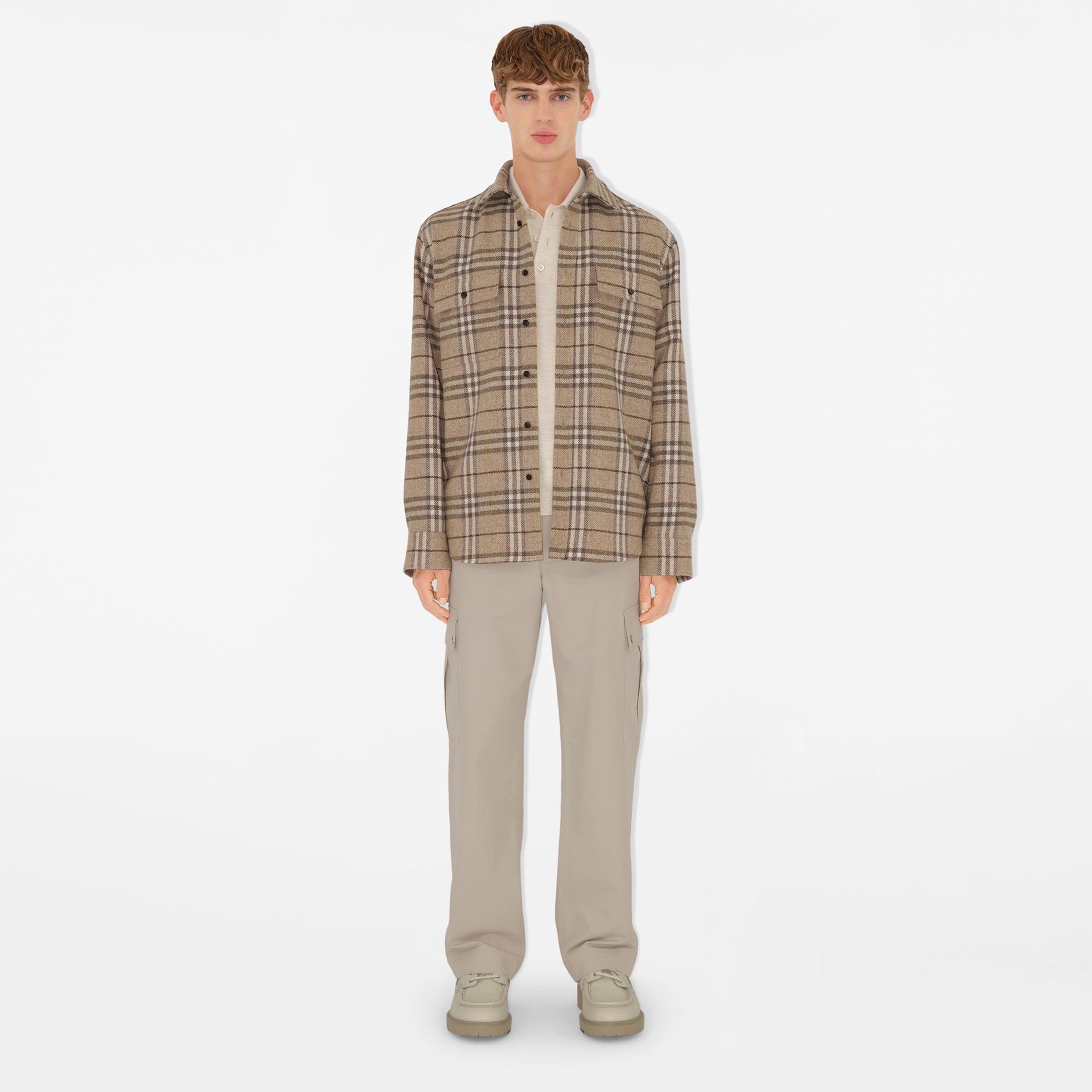 Burberry Ros Oversized Wool Erkek Bej Gömlek