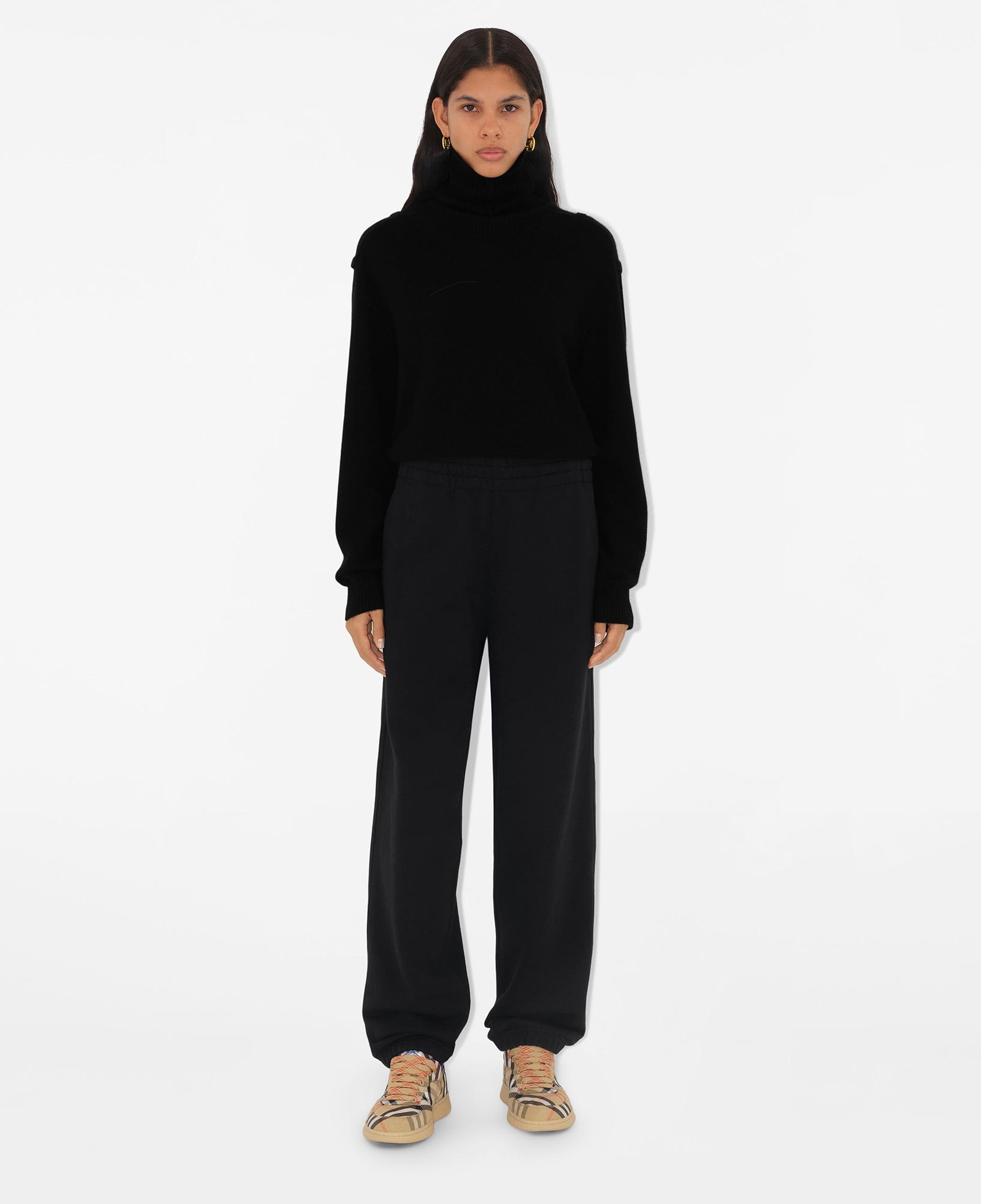Burberry For Label Cotton Jogging Kadın Siyah Eşofman Altı