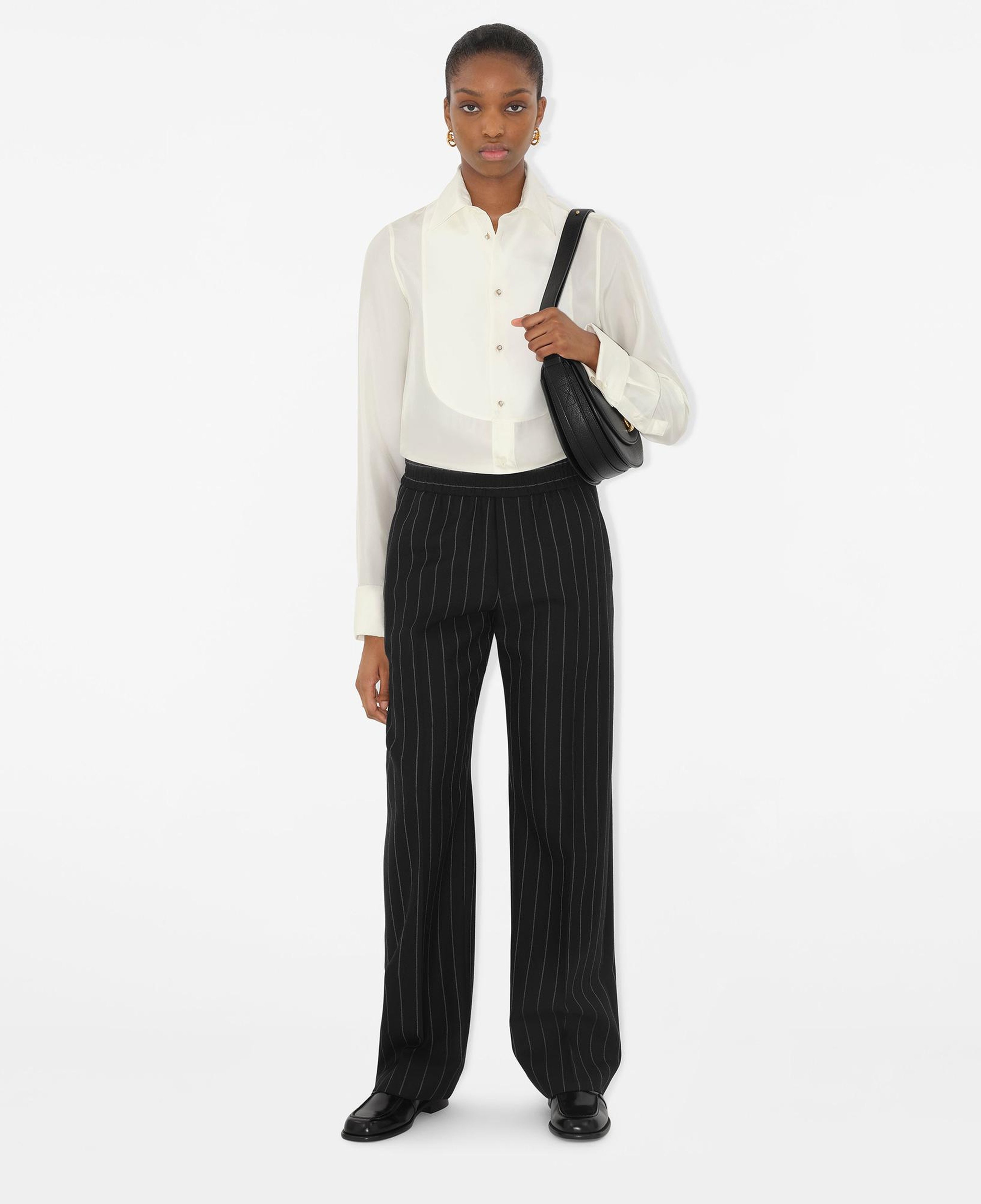 Burberry Regular Fit Silk Tuxedo Kadın Beyaz Gömlek
