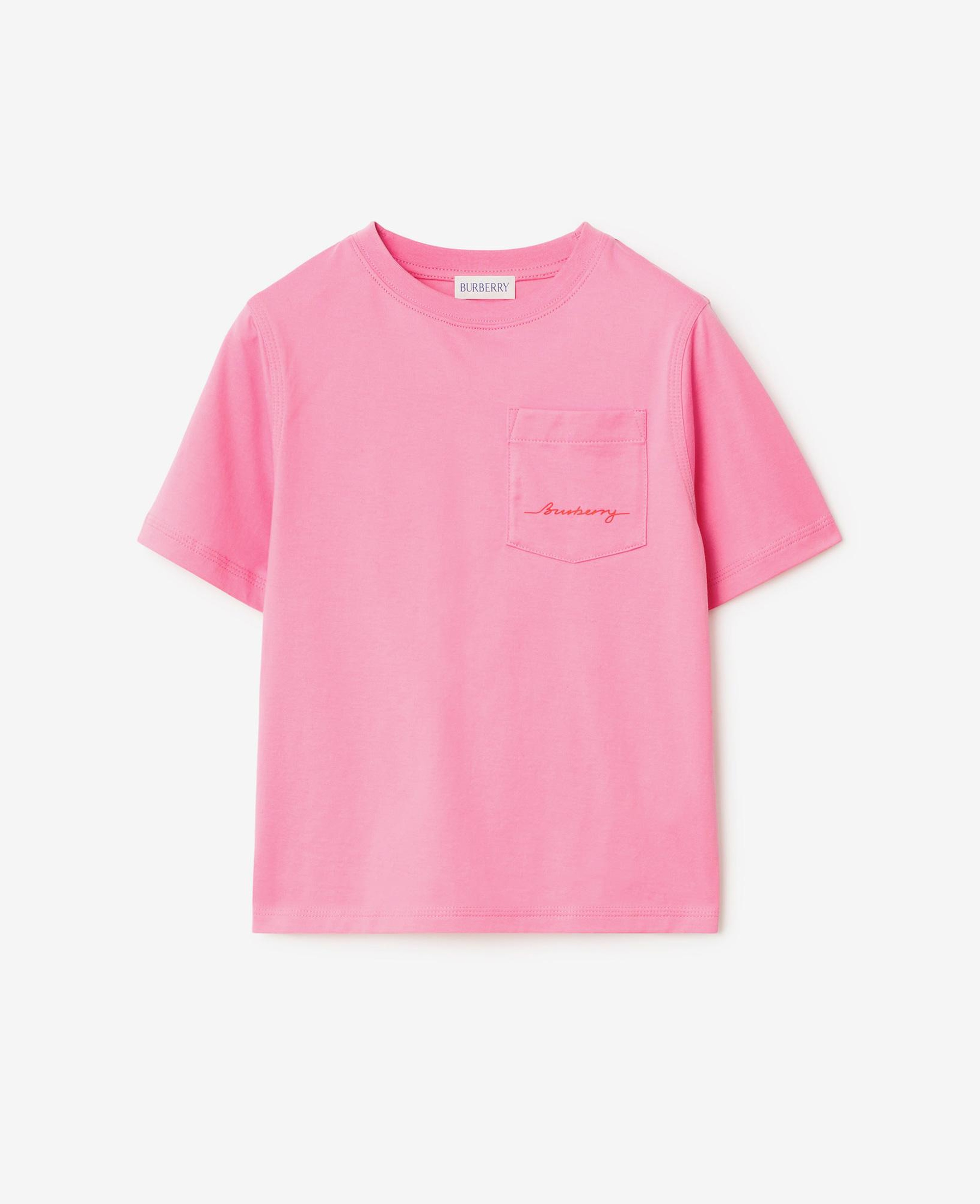 Burberry Cedar Logo Cotton Çocuk Pembe T-Shirt