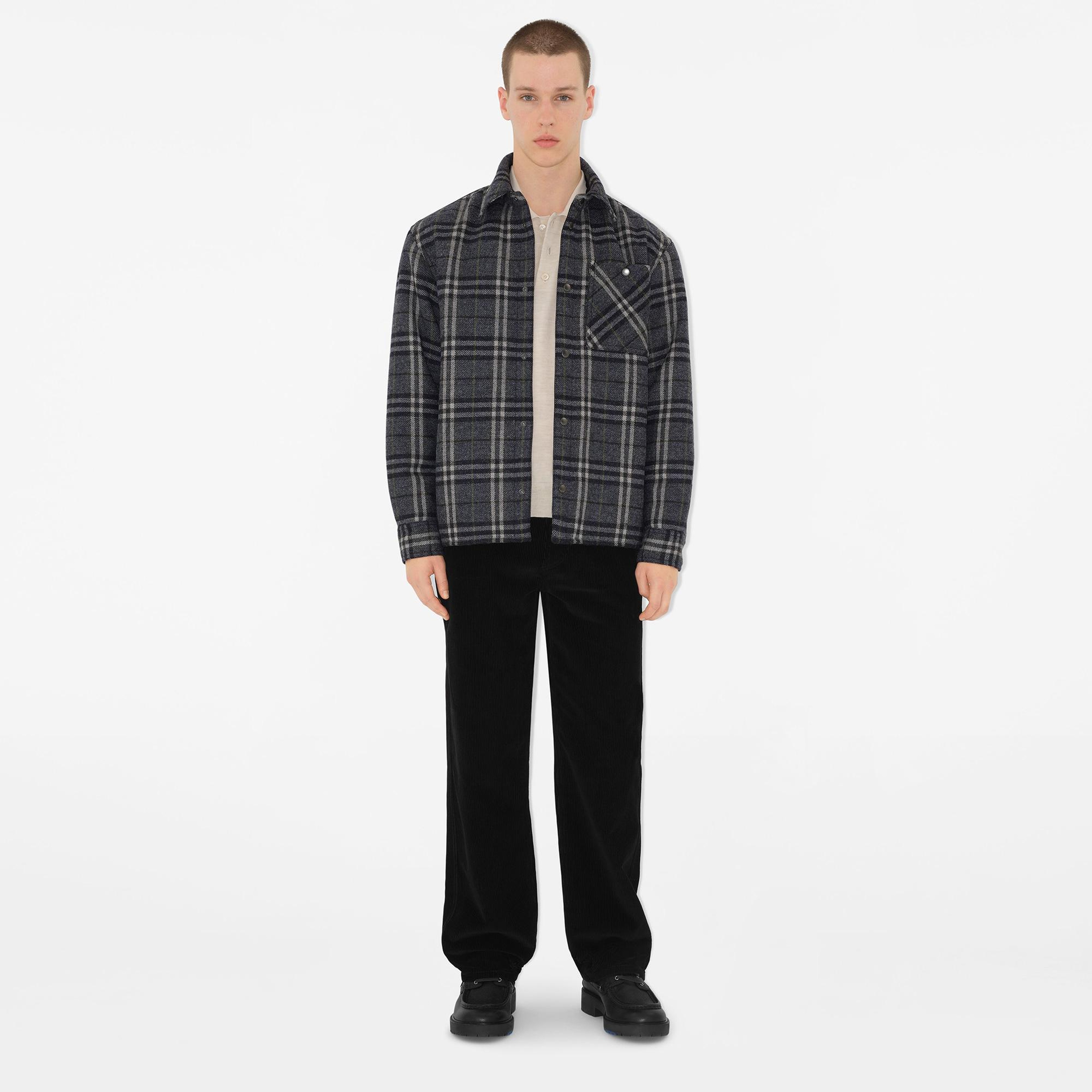 Burberry Giu Wool Overshirt Erkek Gri Ceket