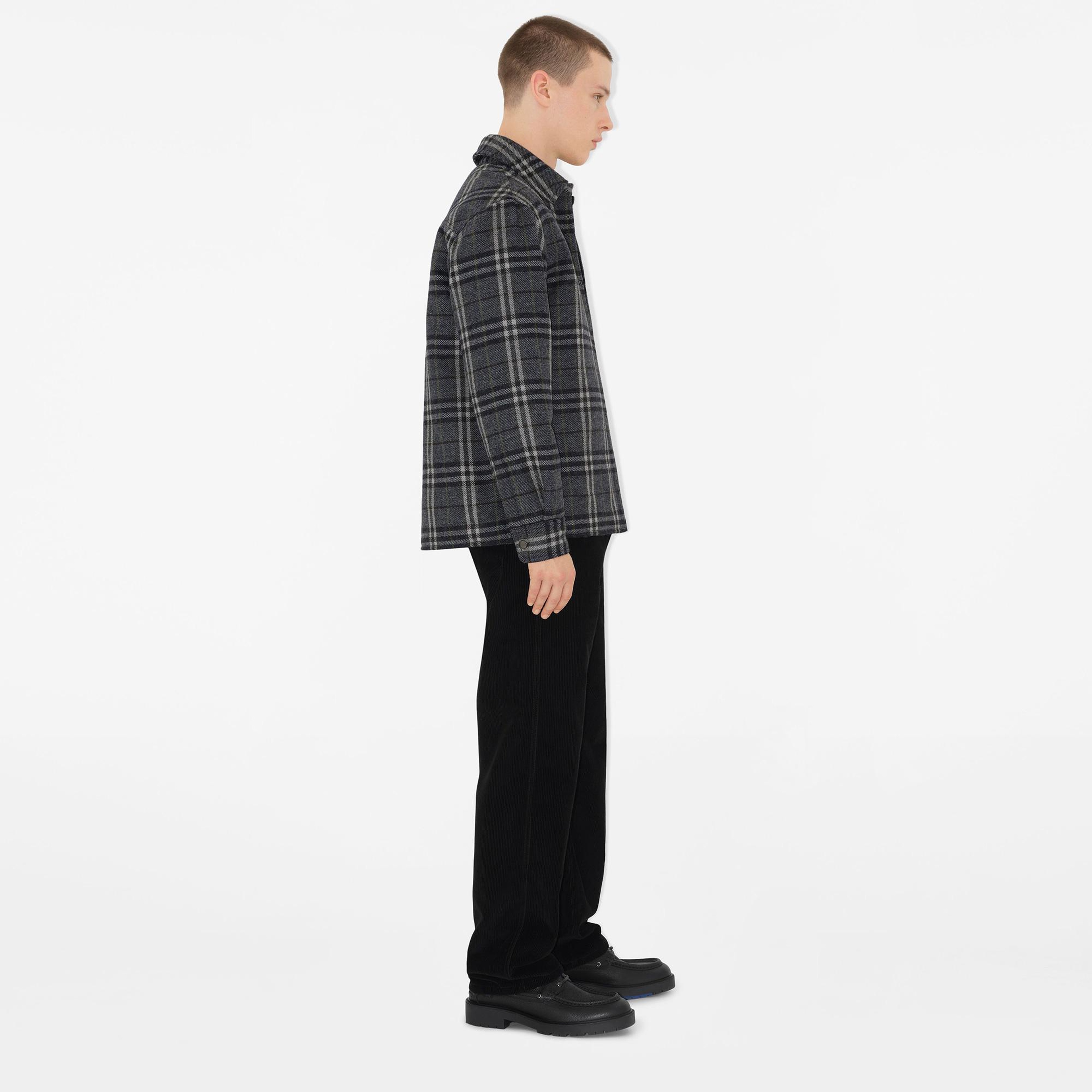 Burberry Giu Wool Overshirt Erkek Gri Ceket