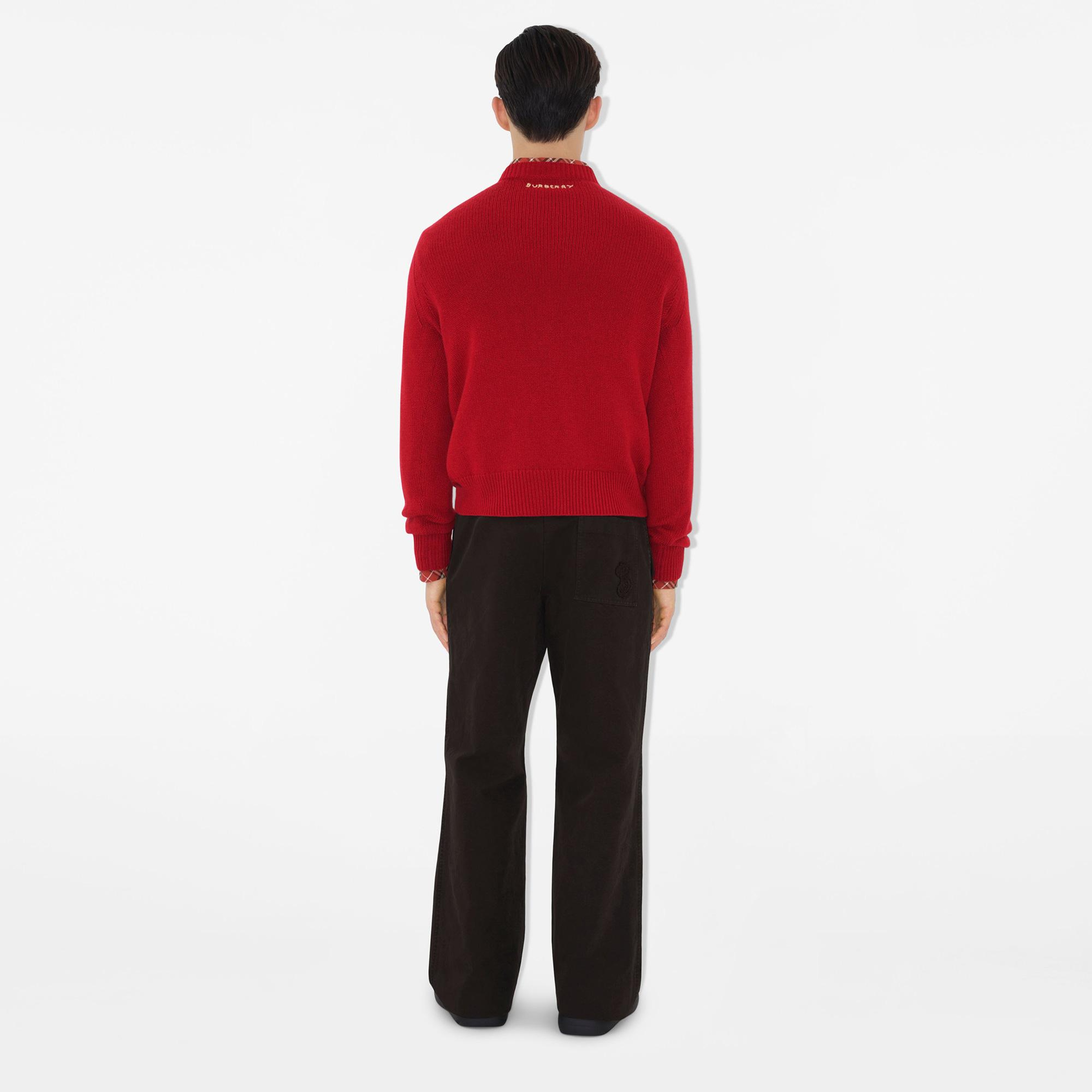 Burberry Lny Pai Snake Wool Cashmere Erkek Kırmızı Triko
