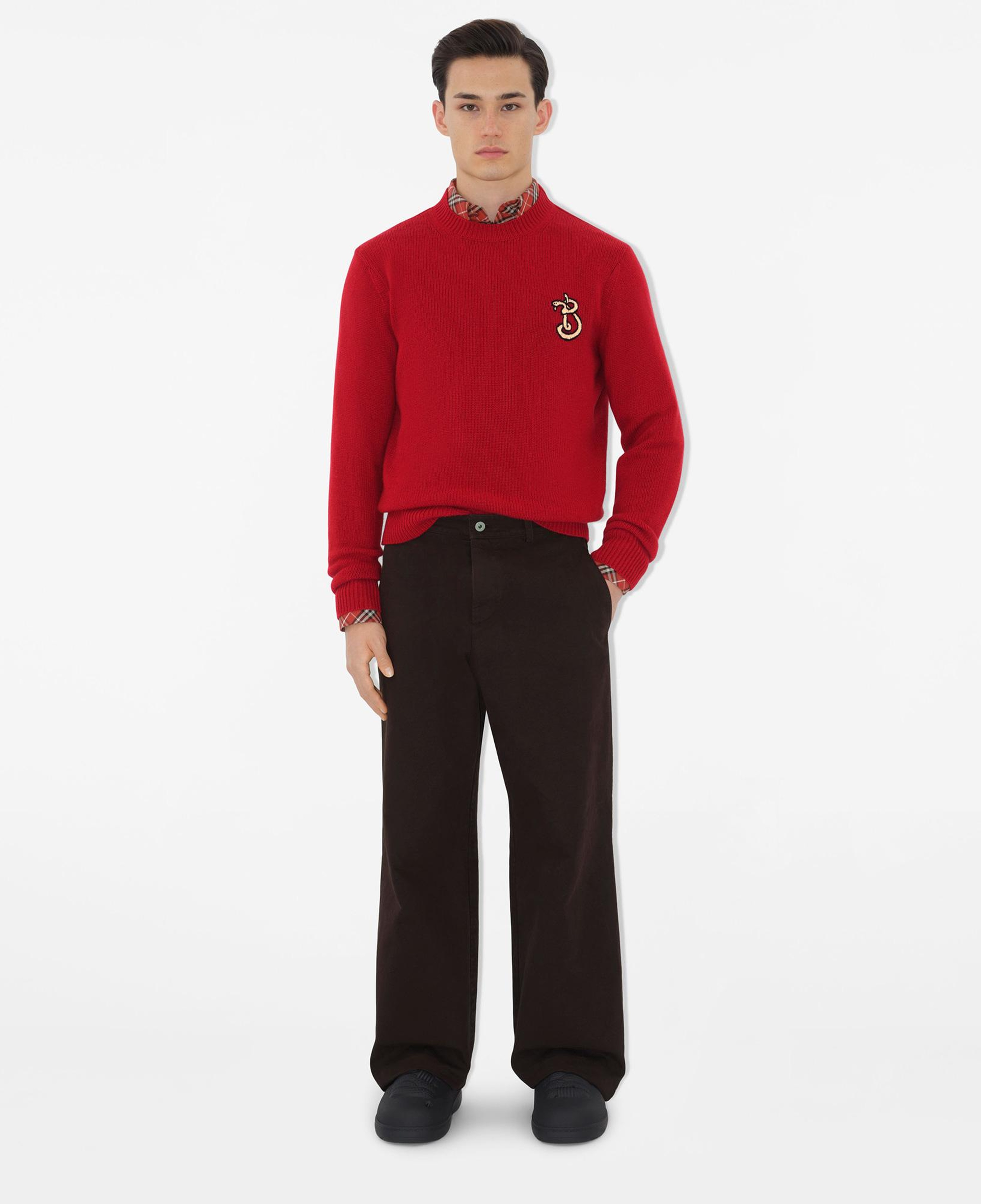 Burberry Lny Pai Snake Wool Cashmere Erkek Kırmızı Triko