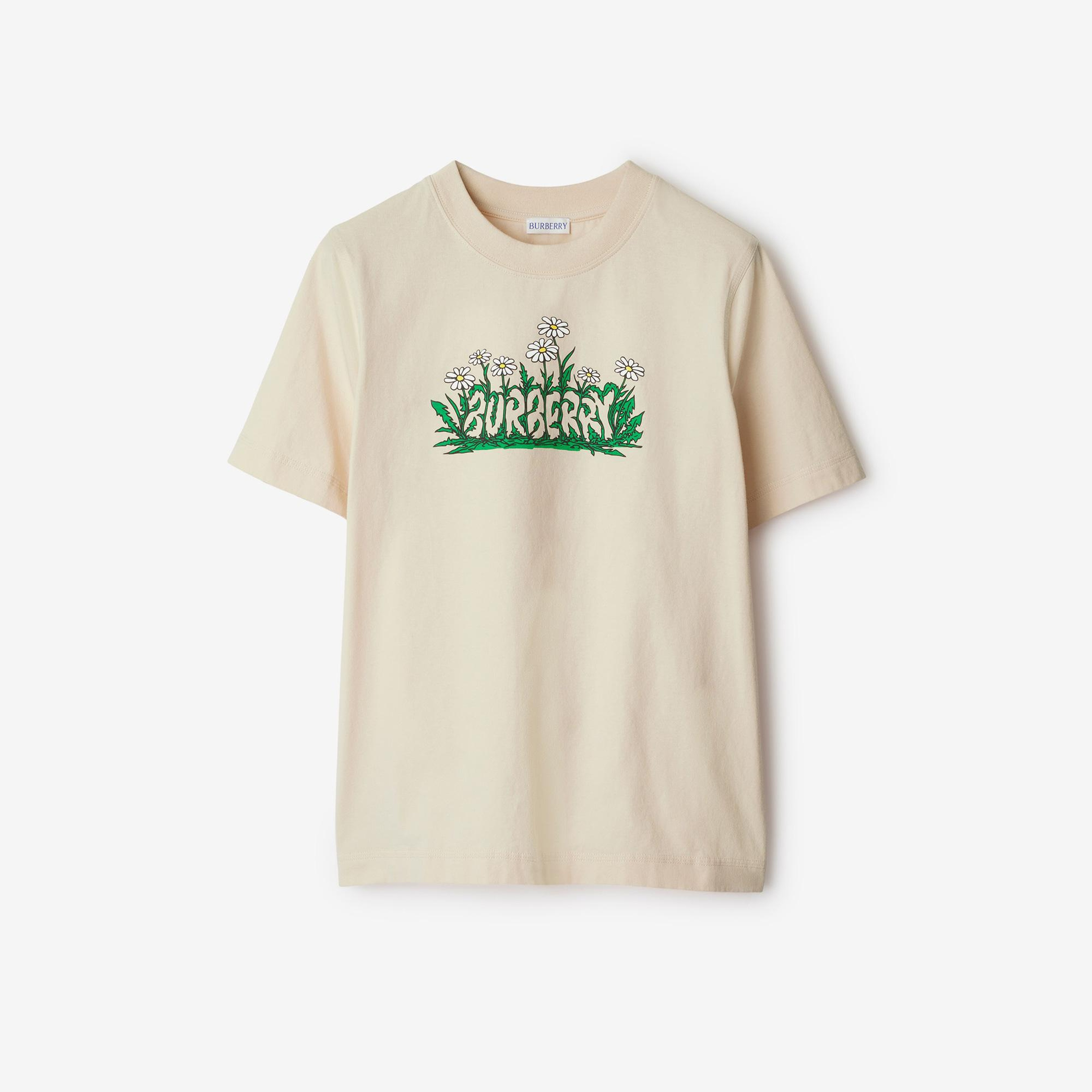 Burberry For Daisy Logo Cotton Kadın Krem T-Shirt
