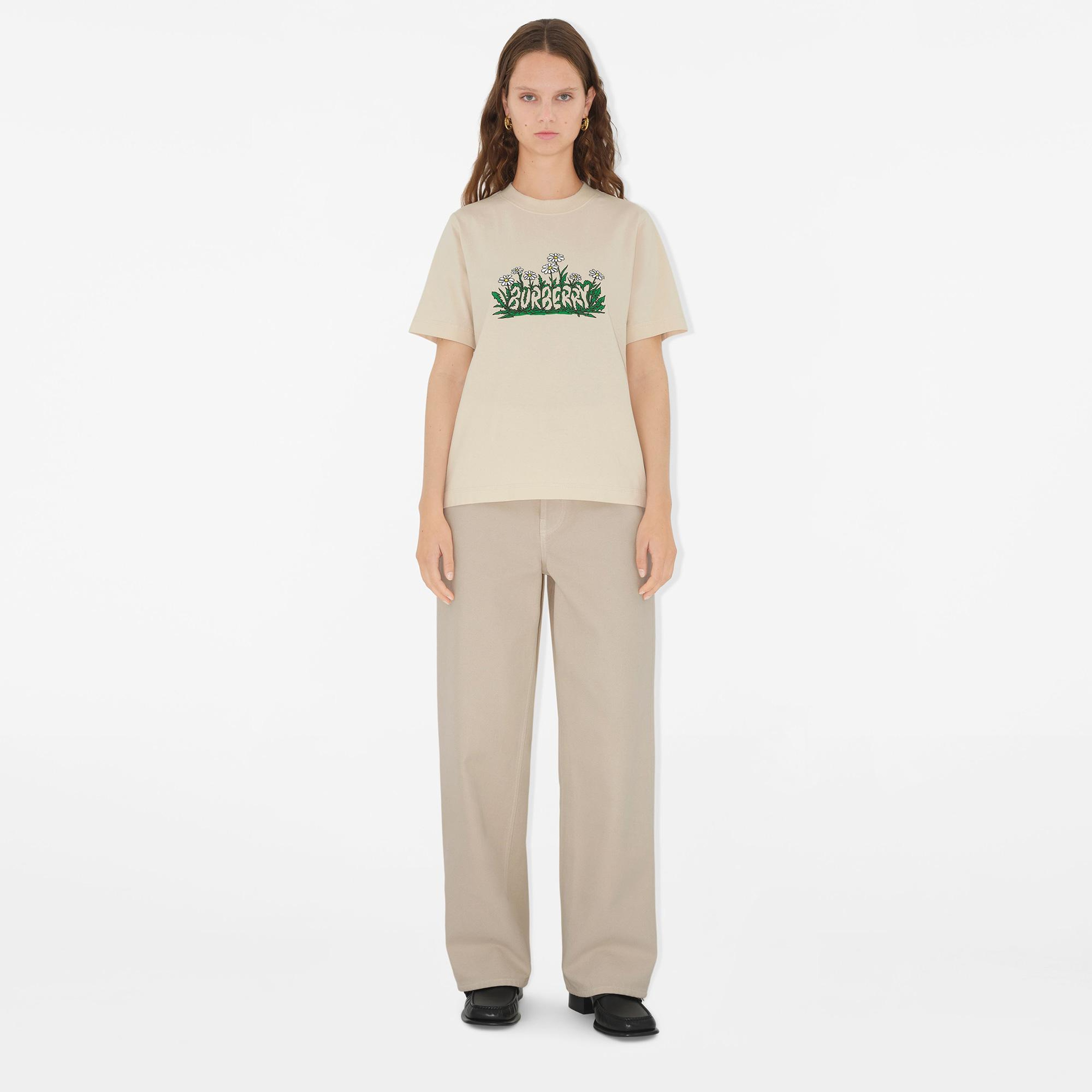 Burberry For Daisy Logo Cotton Kadın Krem T-Shirt