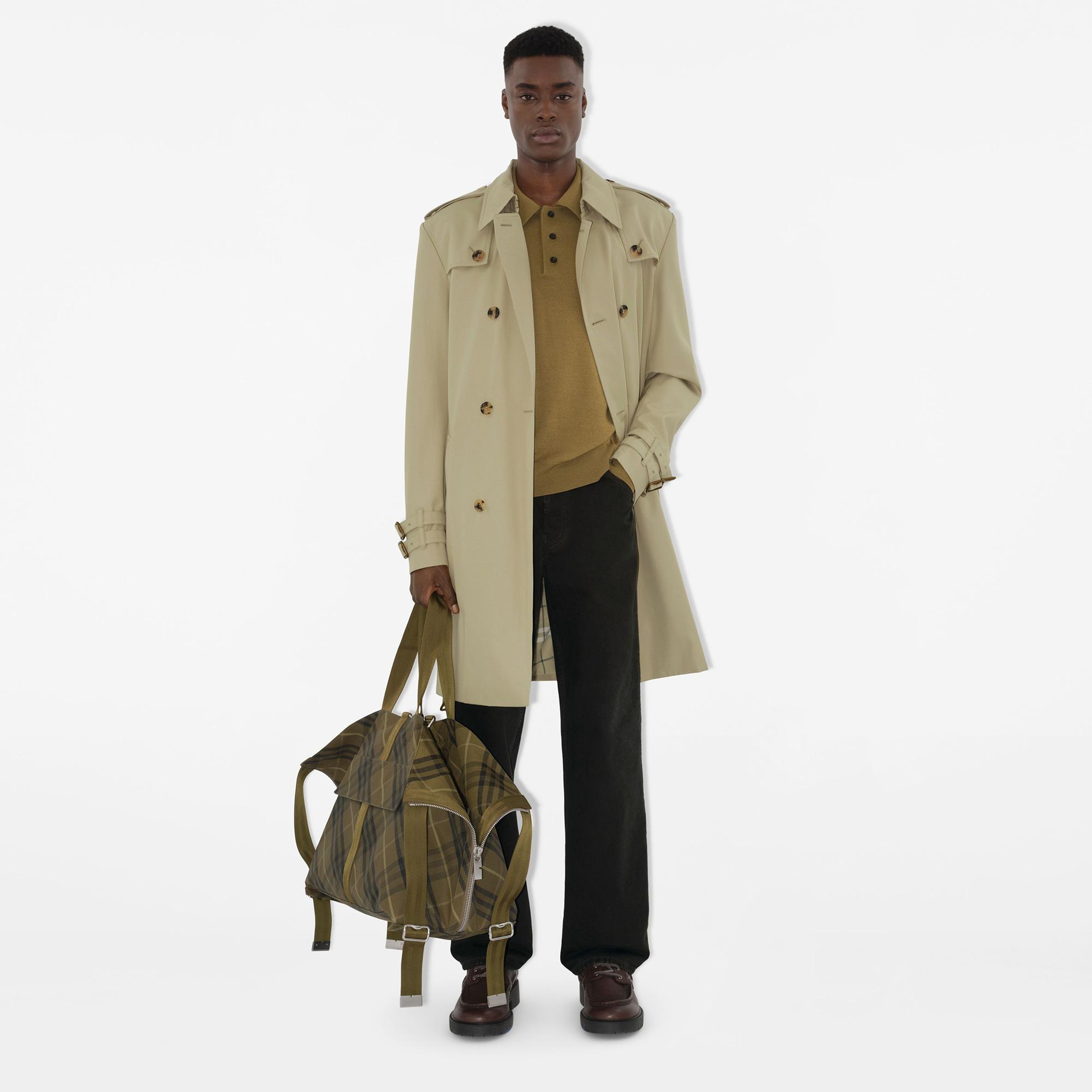 Burberry Cas Mid-Length Gabardine Erkek Haki Trençkot