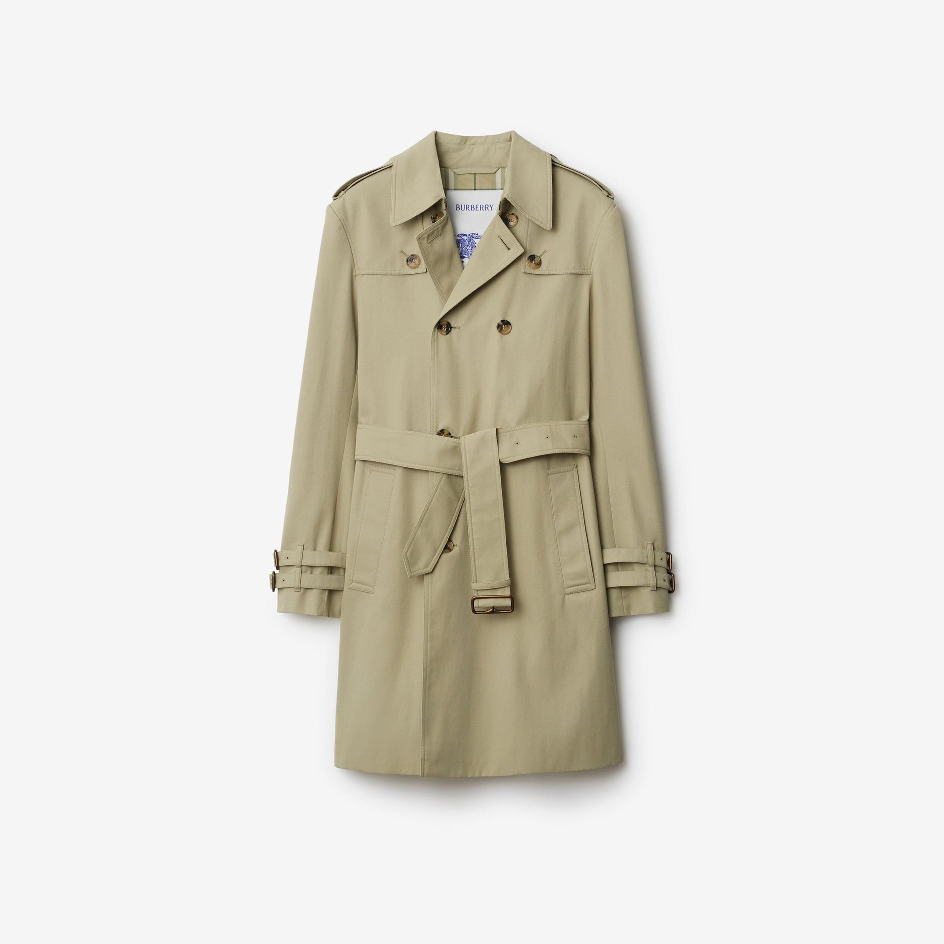 Burberry Cas Mid-Length Gabardine Erkek Haki Trençkot
