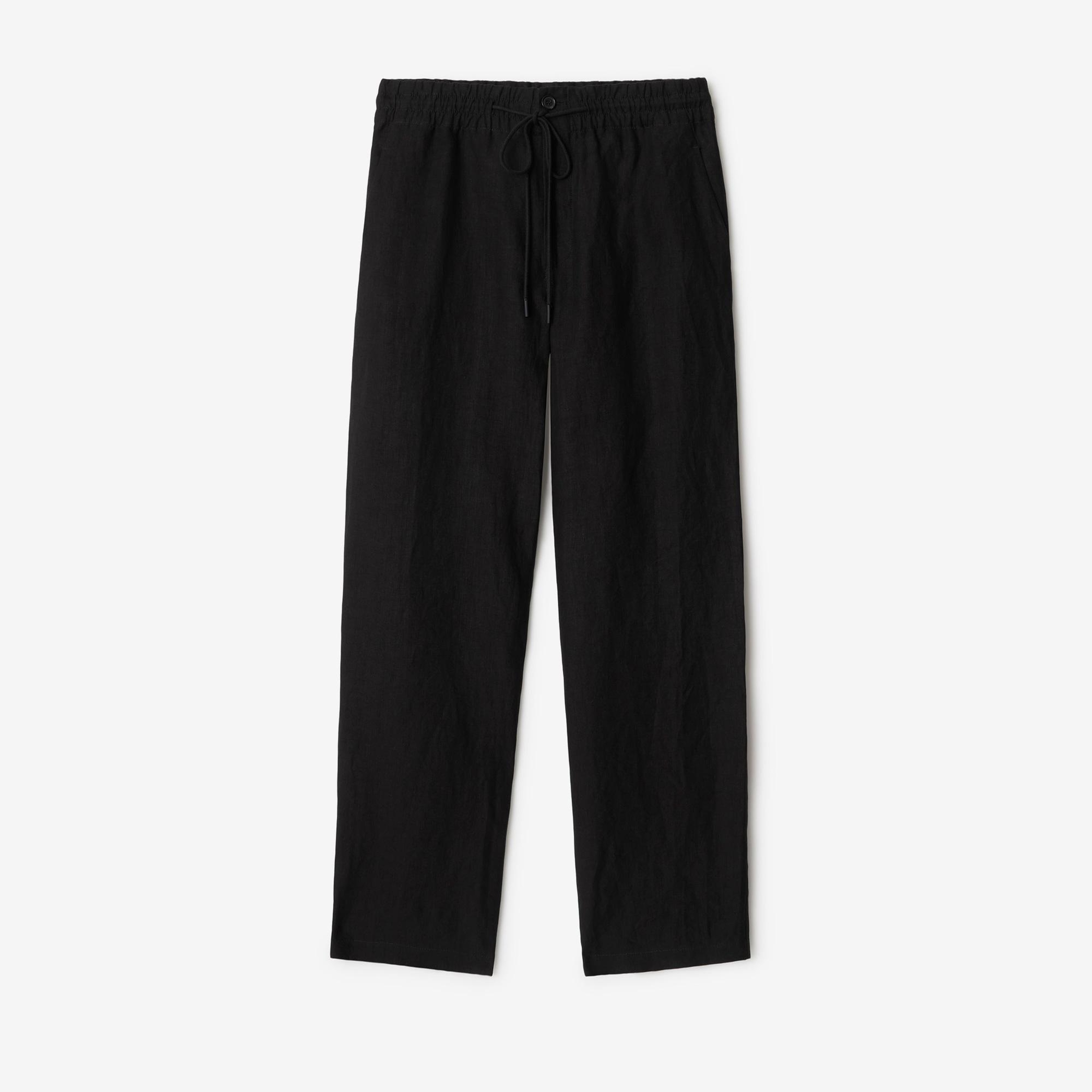 Burberry Cie Erkek Siyah Linen Pantolon