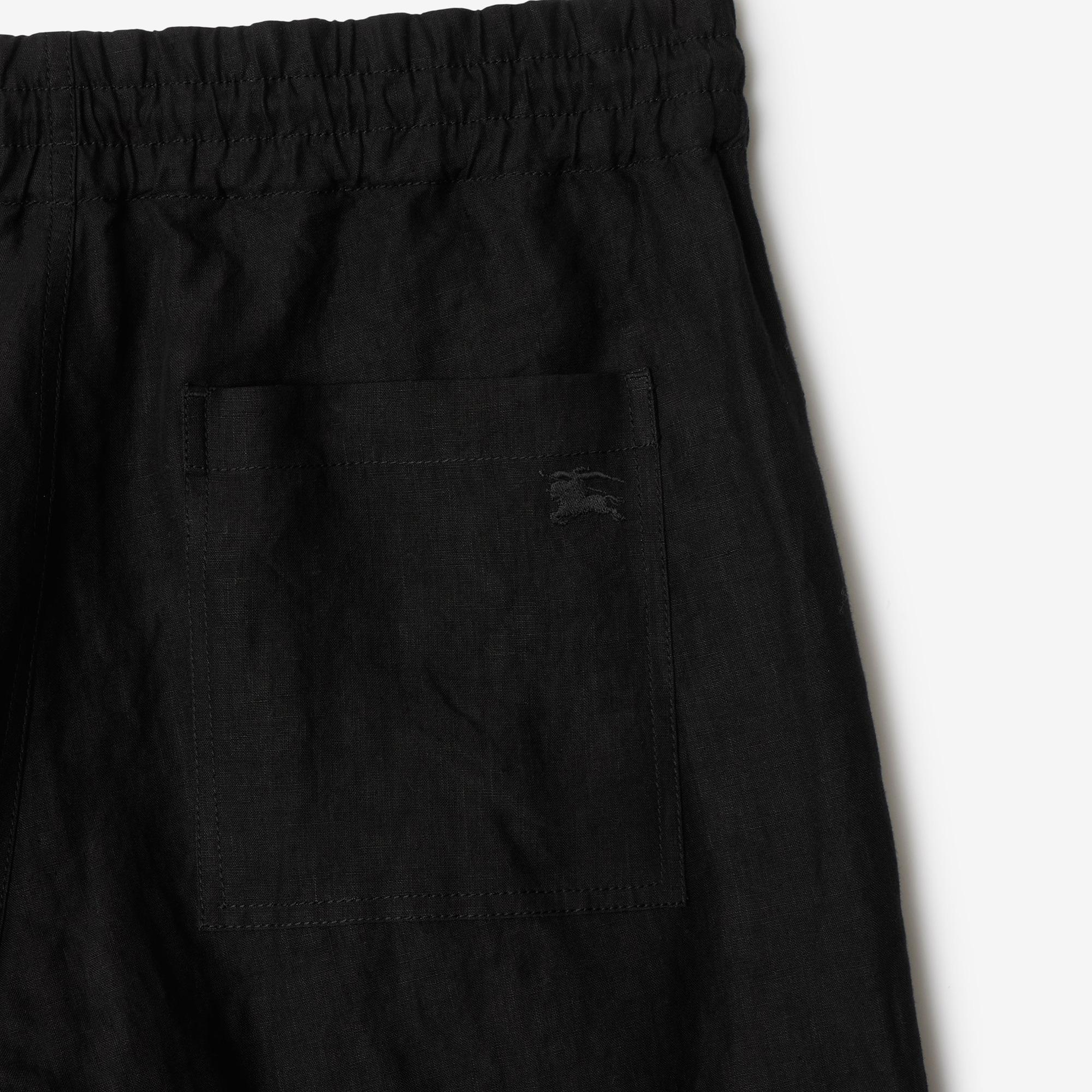 Burberry Cie Erkek Siyah Linen Pantolon