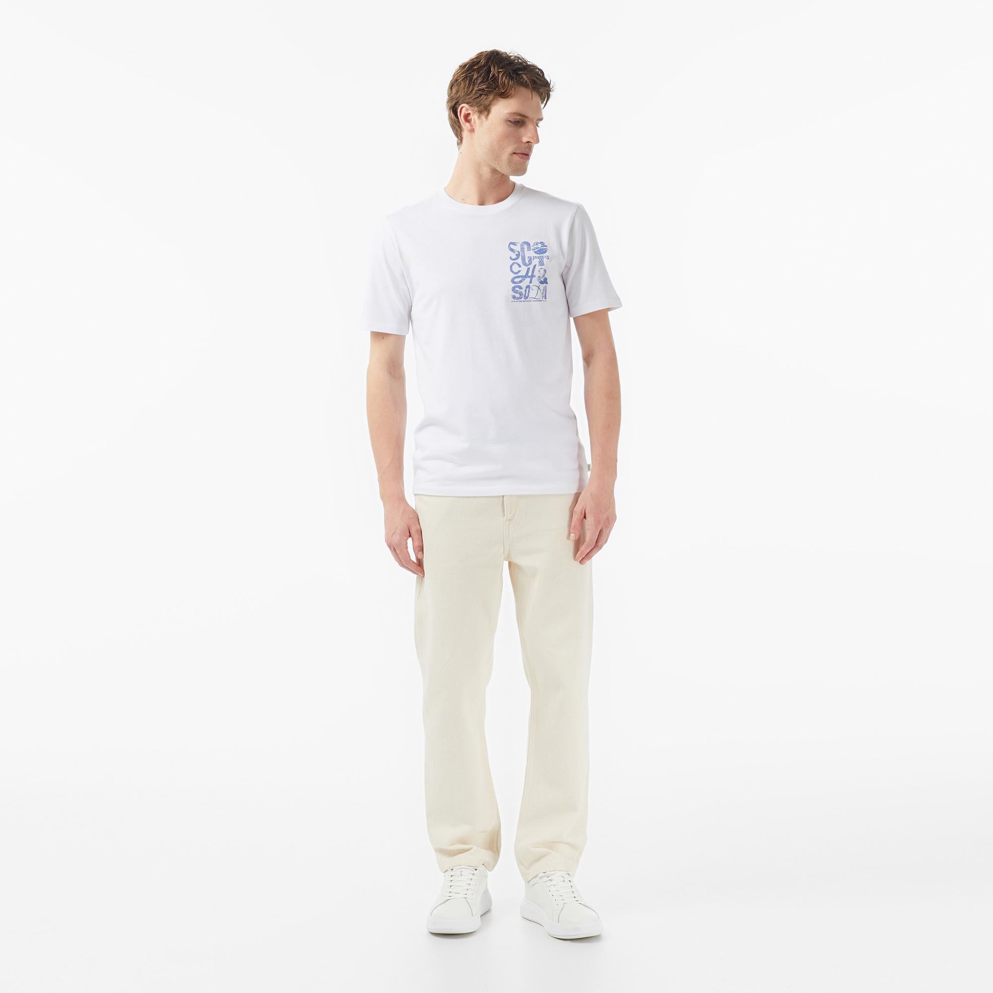 Scotch&Soda Regular Fit Left Chest Logo Erkek Beyaz T-Shirt