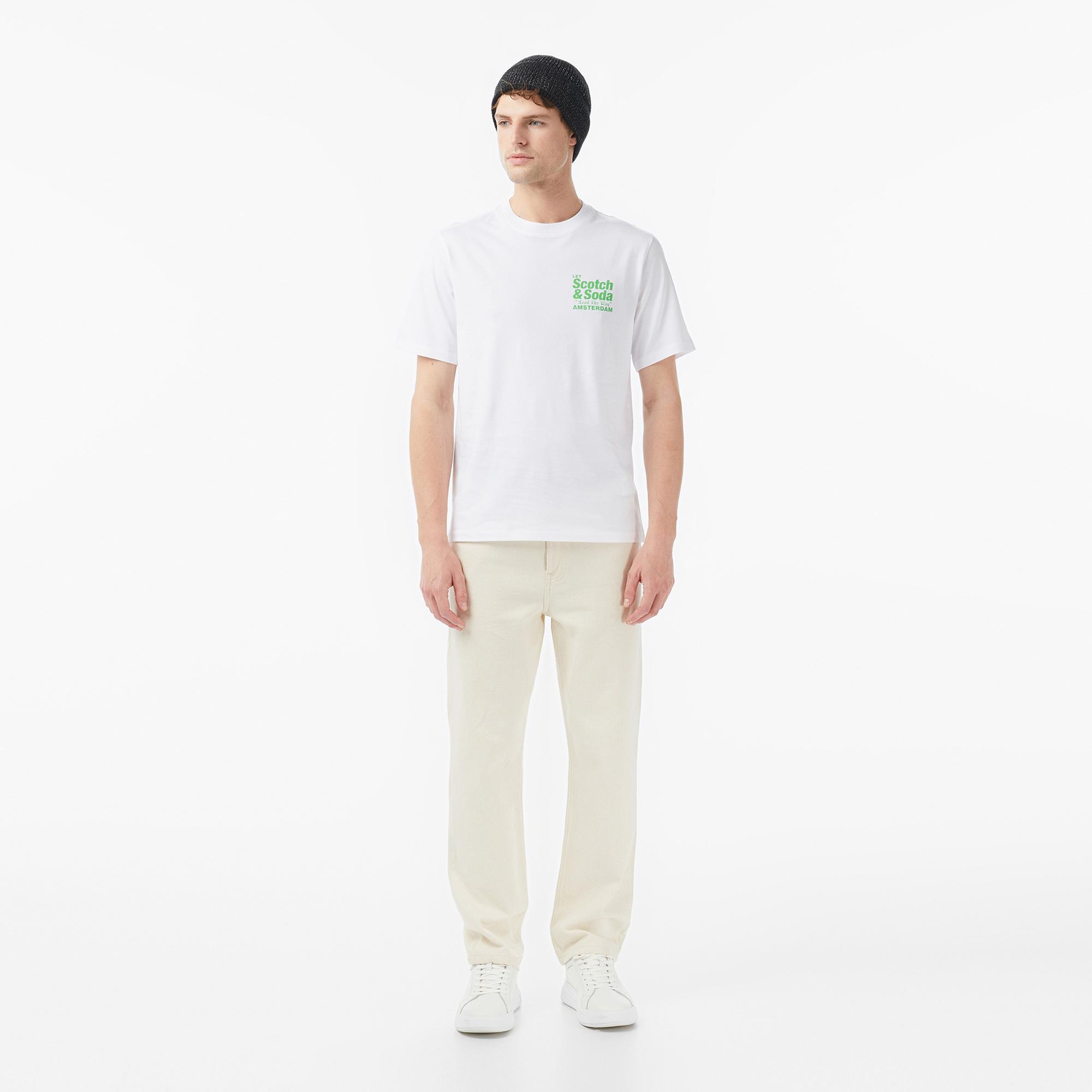 Scotch&Soda Regular Fit Front Back Erkek Beyaz T-Shirt