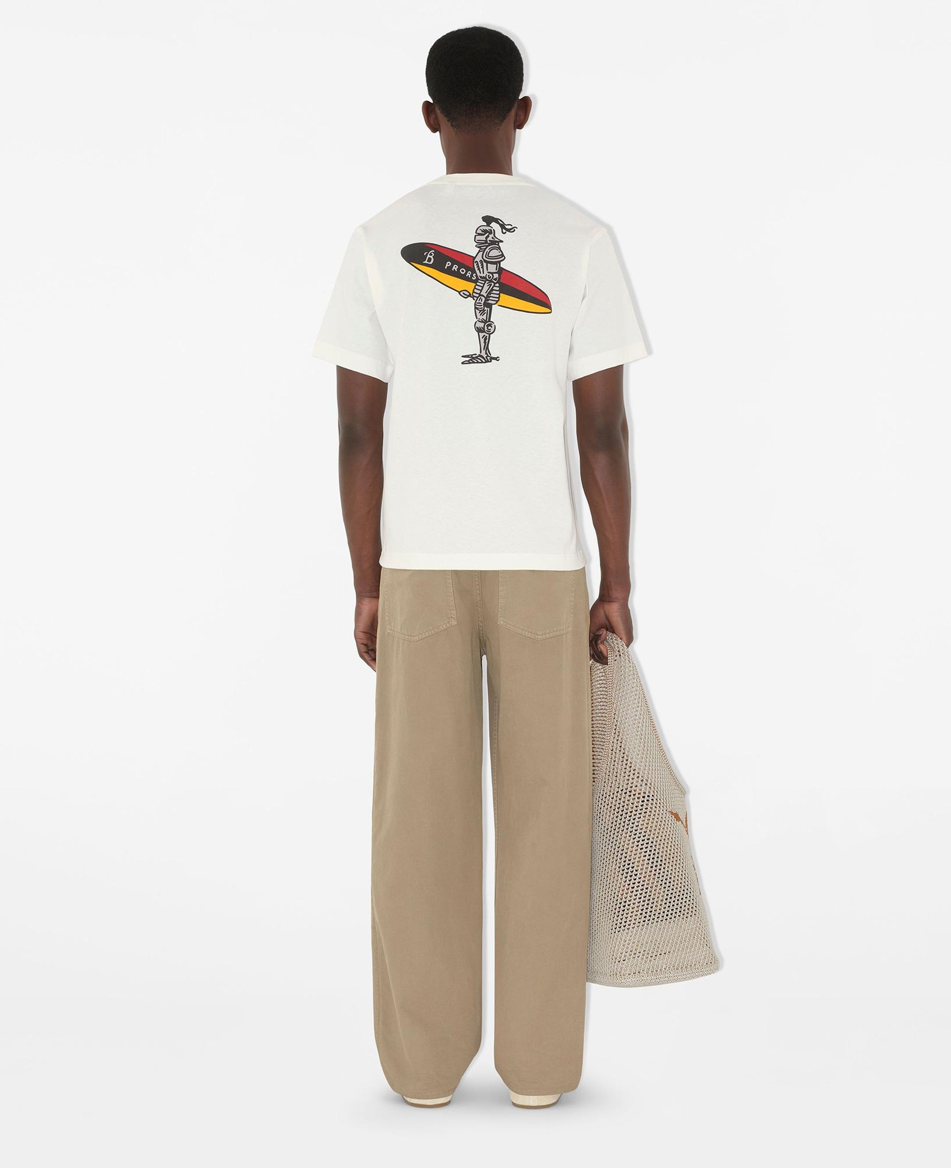 Burberry Sic Surfer Knight Cotton Erkek Beyaz T-Shirt