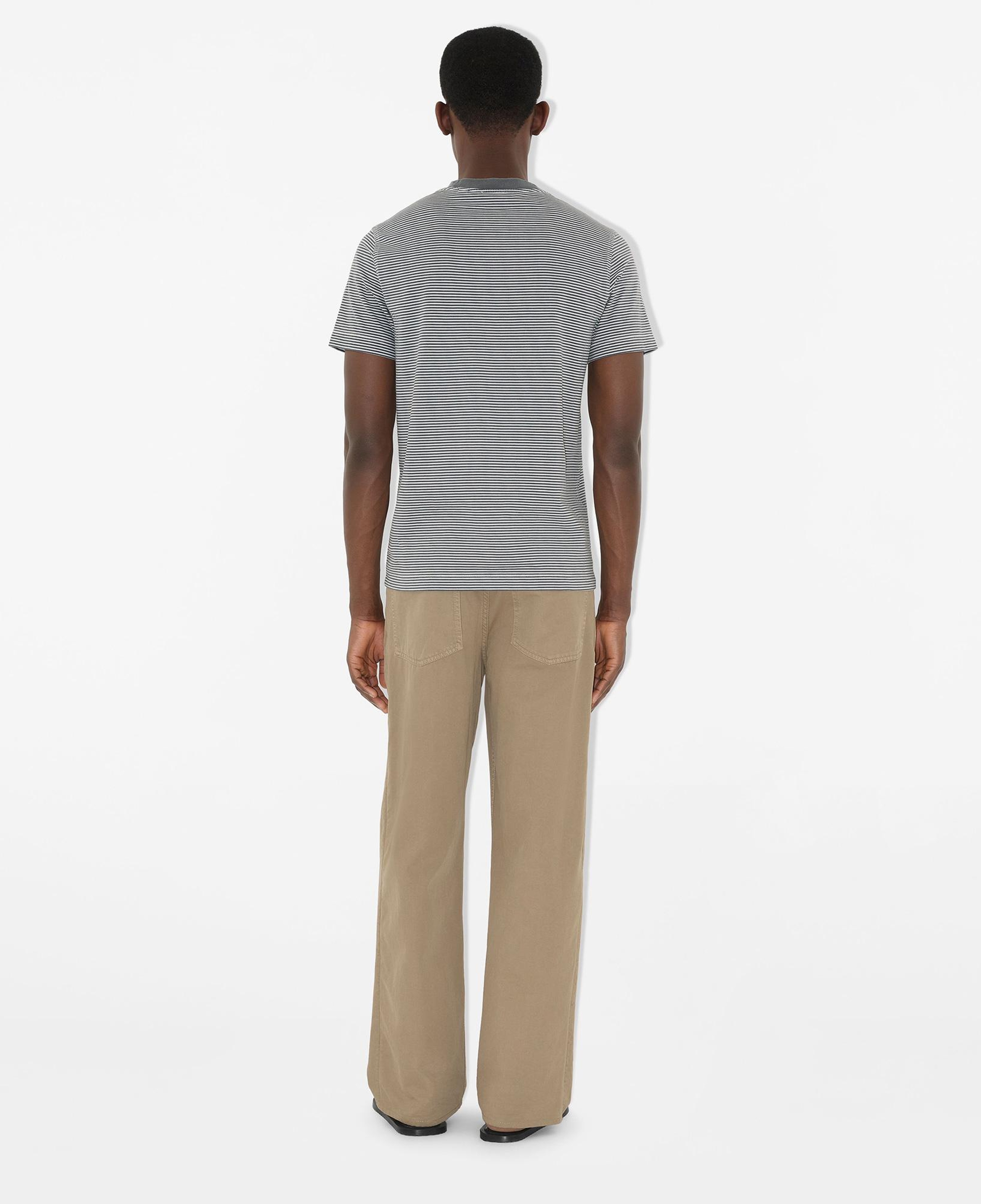Burberry For Striped Cotton Erkek Gri T-Shirt