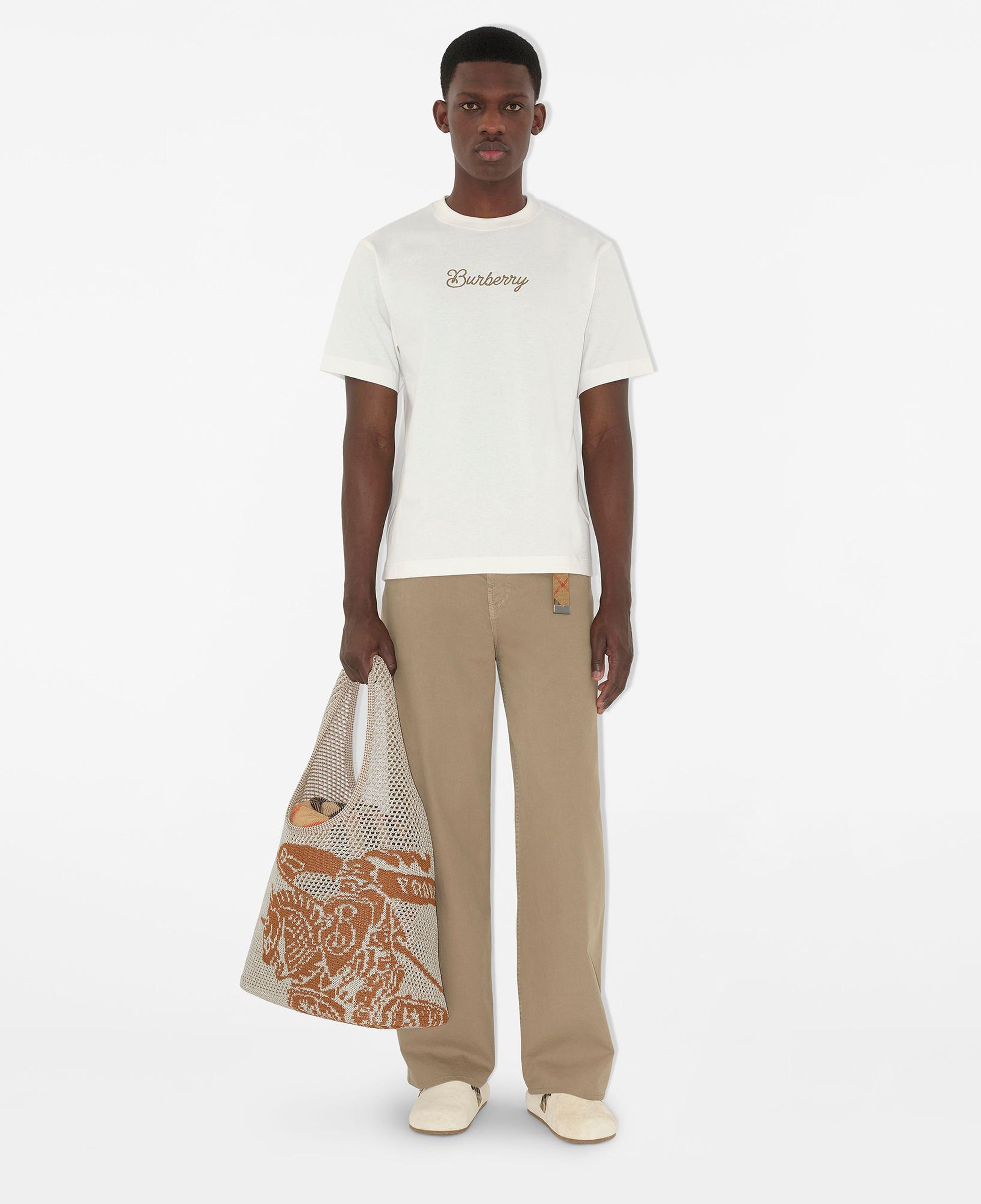 Burberry Sic Surfer Knight Cotton Erkek Beyaz T-Shirt