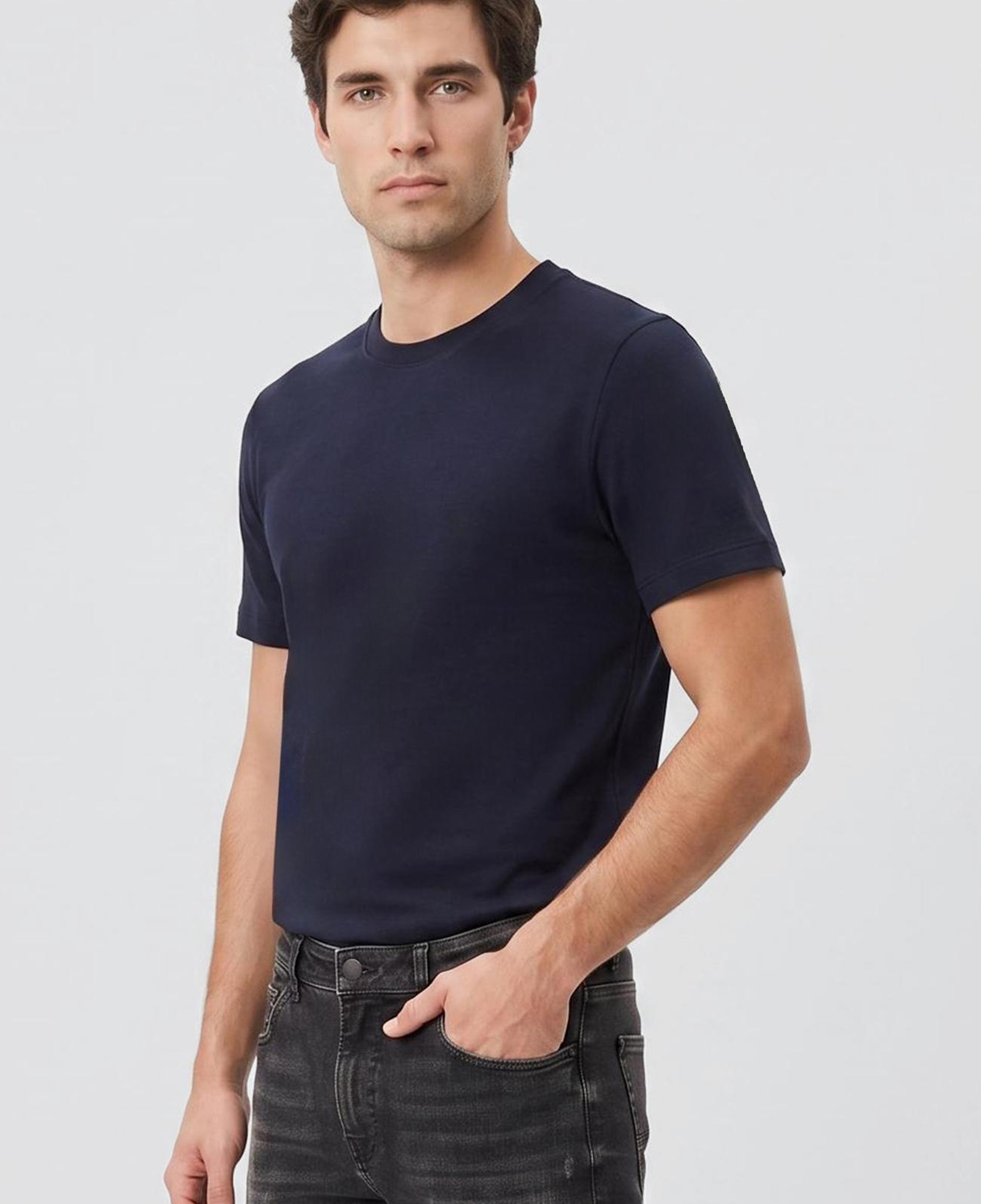 Network Erkek Lacivert Jakarlı Bisiklet Yaka T-shirt