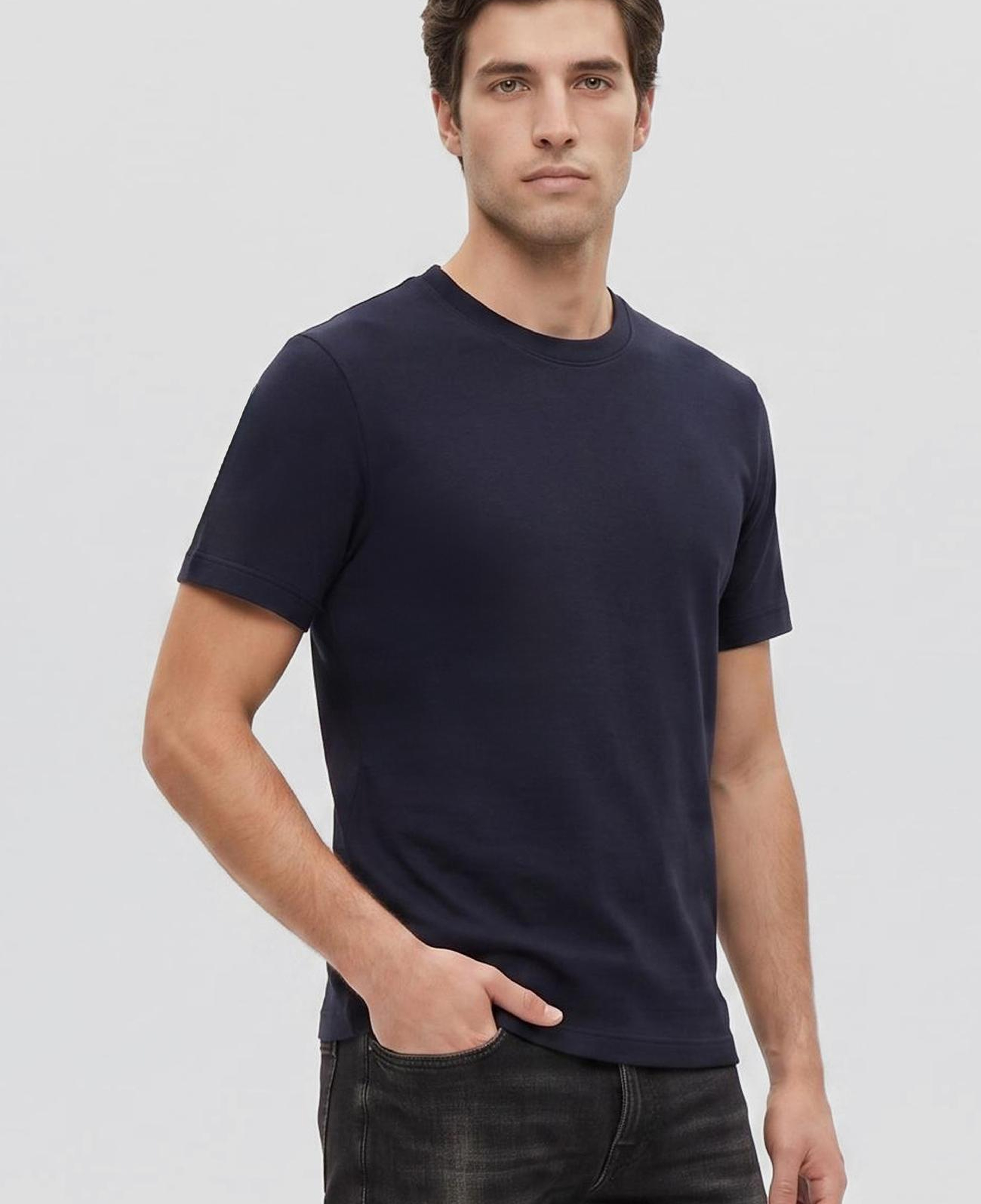 Network Erkek Lacivert Jakarlı Bisiklet Yaka T-shirt