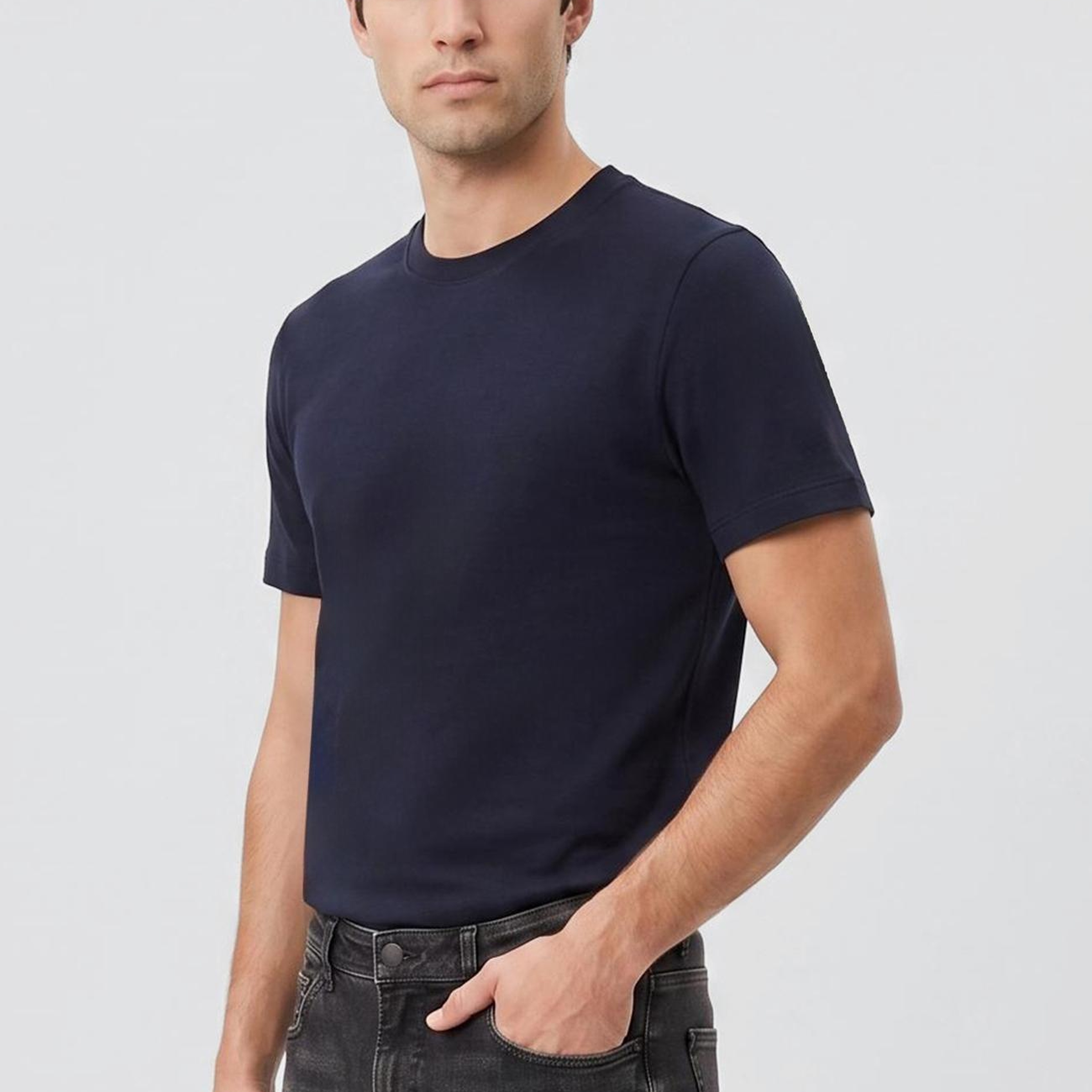 Network Erkek Lacivert Jakarlı Bisiklet Yaka T-shirt
