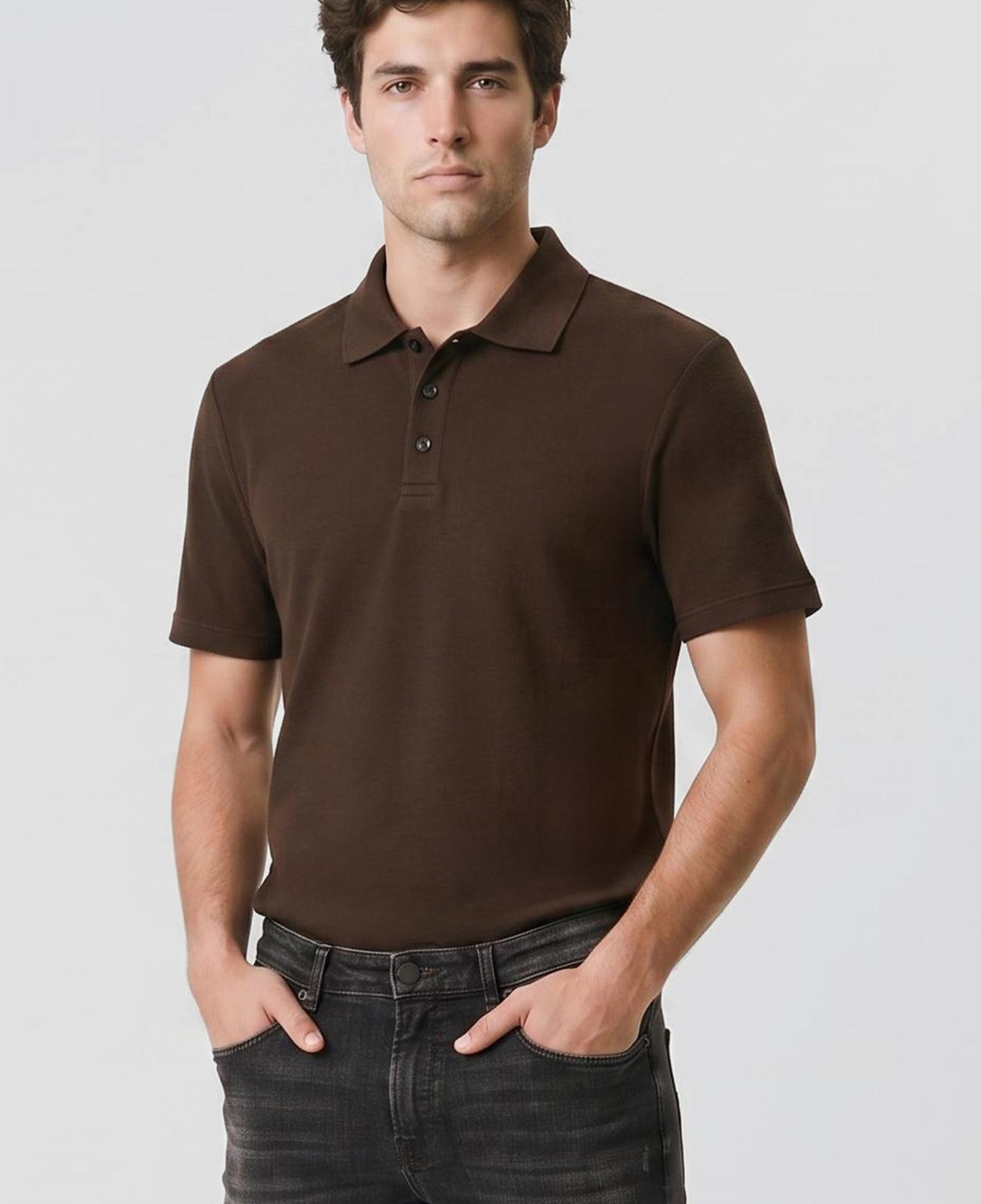 Network Erkek Kahverengi Jakarlı Polo Yaka T-shirt
