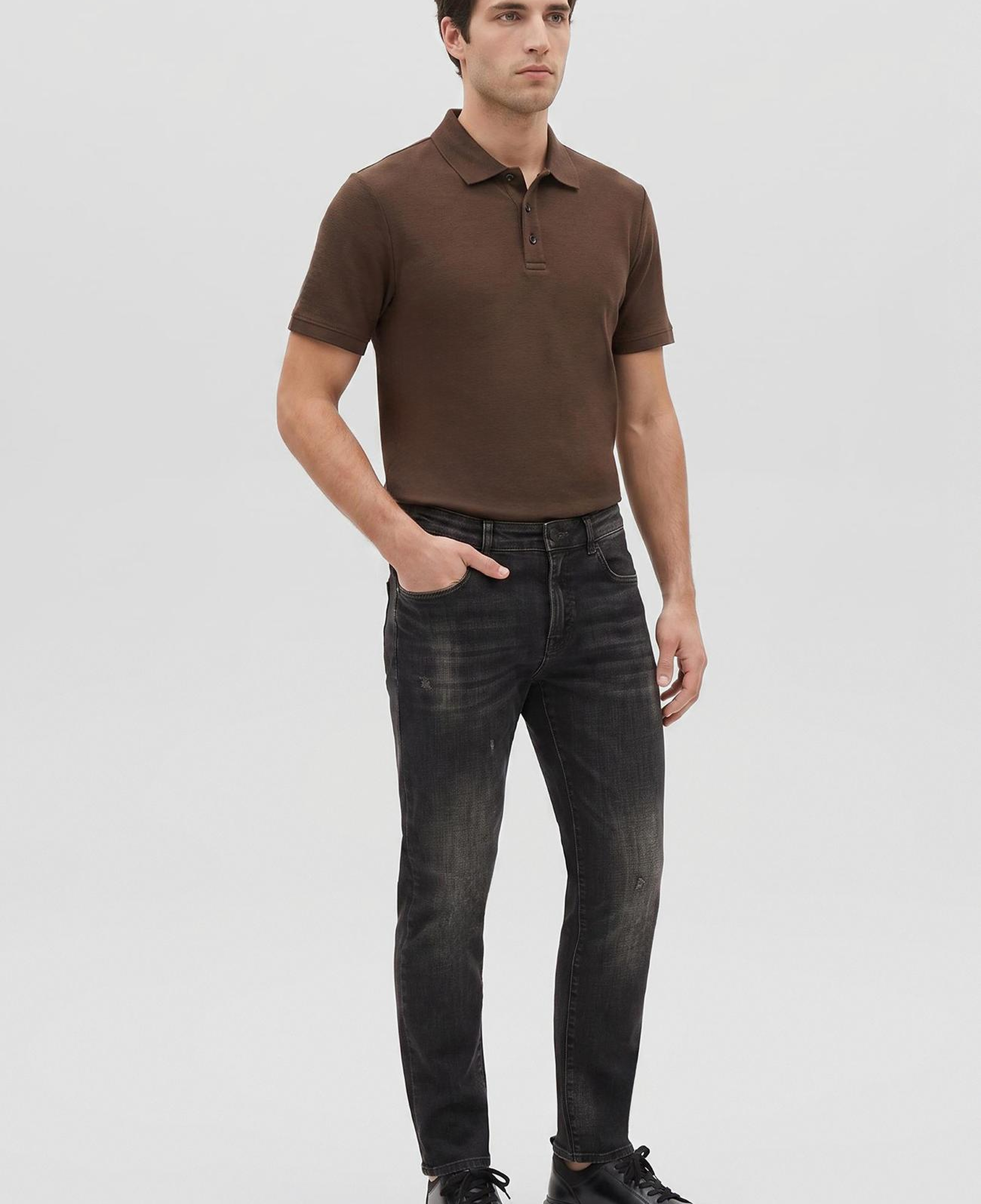 Network Erkek Kahverengi Jakarlı Polo Yaka T-shirt