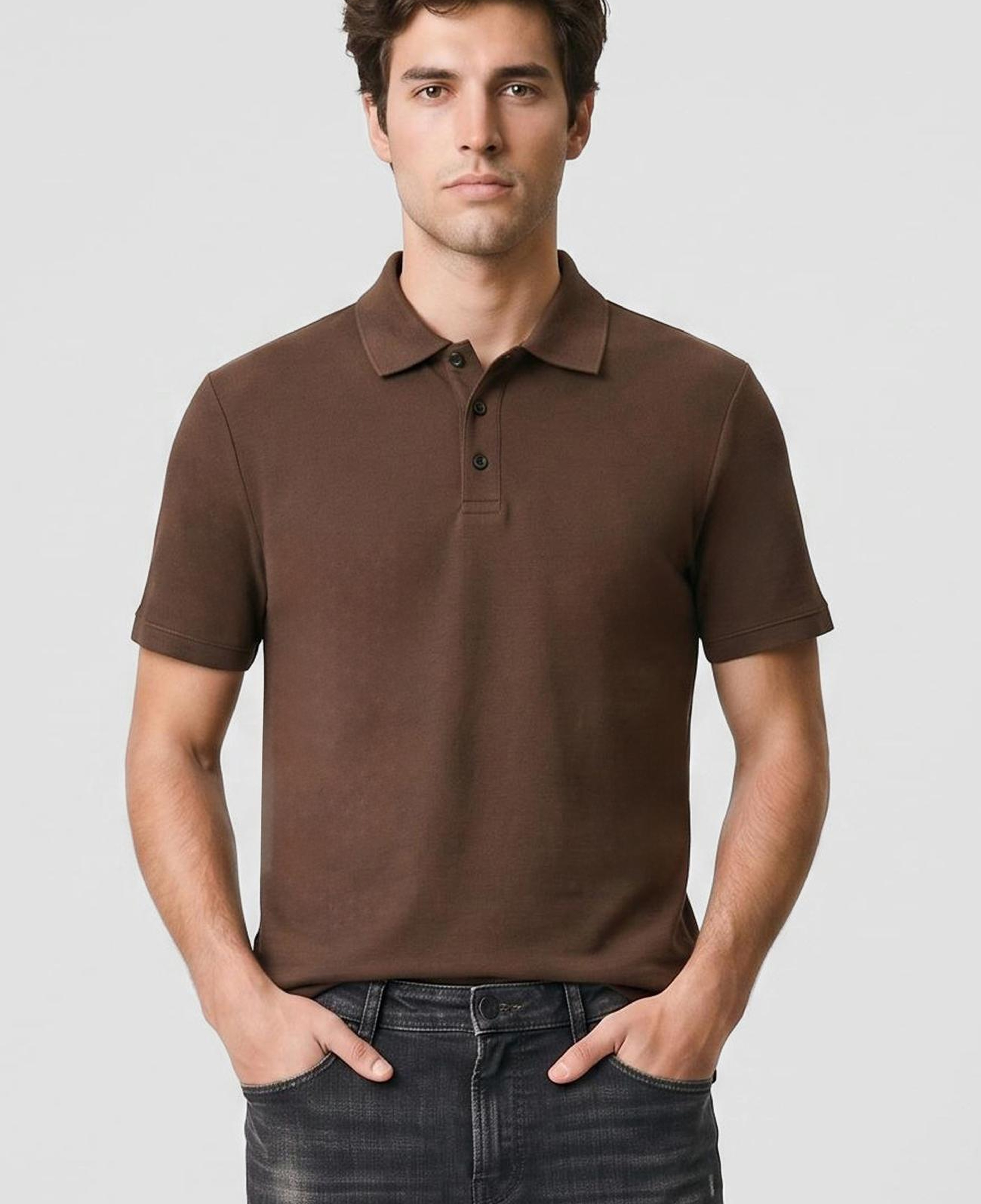 Network Erkek Kahverengi Jakarlı Polo Yaka T-shirt