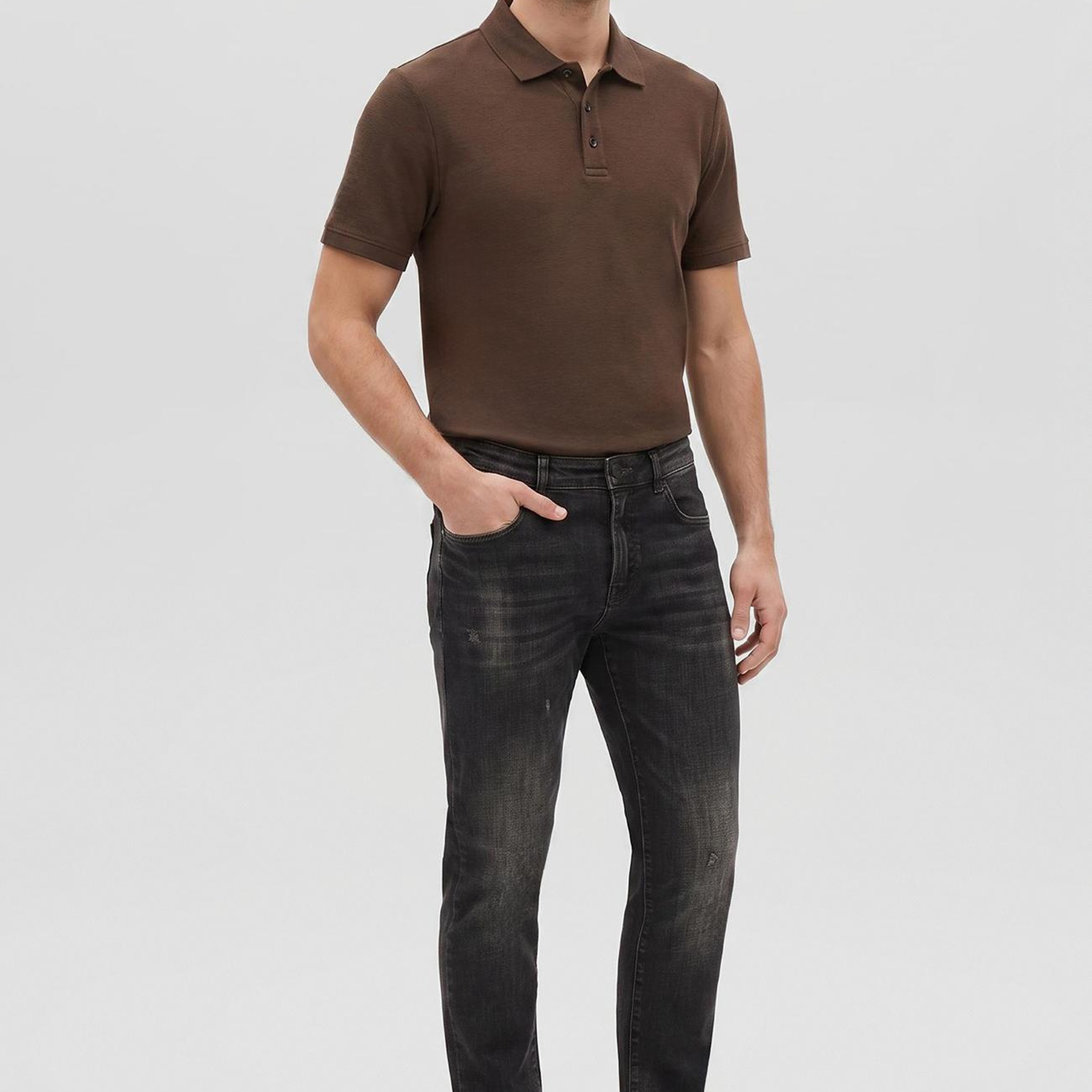 Network Erkek Kahverengi Jakarlı Polo Yaka T-shirt