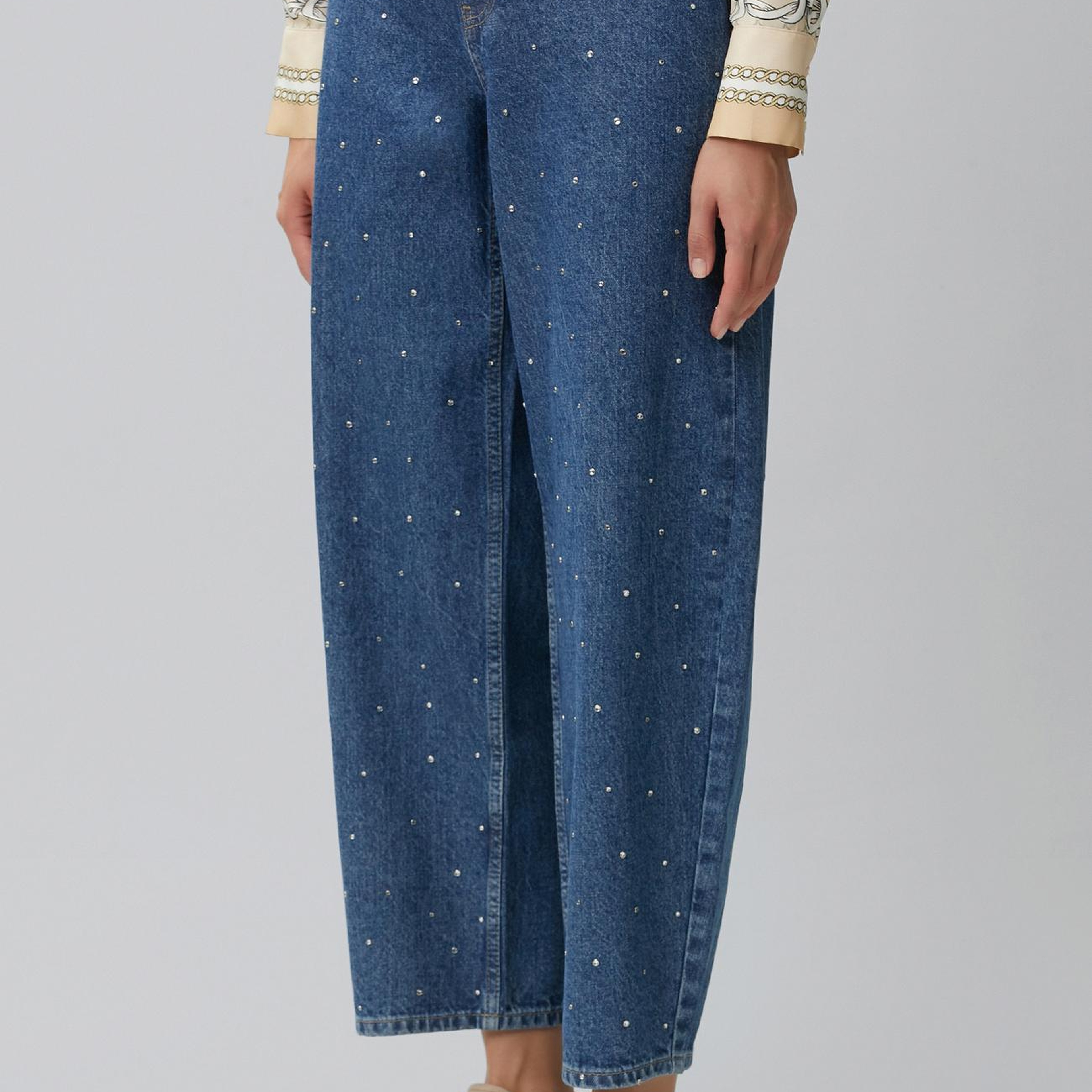 Network Kadın İndigo Barrel Fit Denim Pantolon