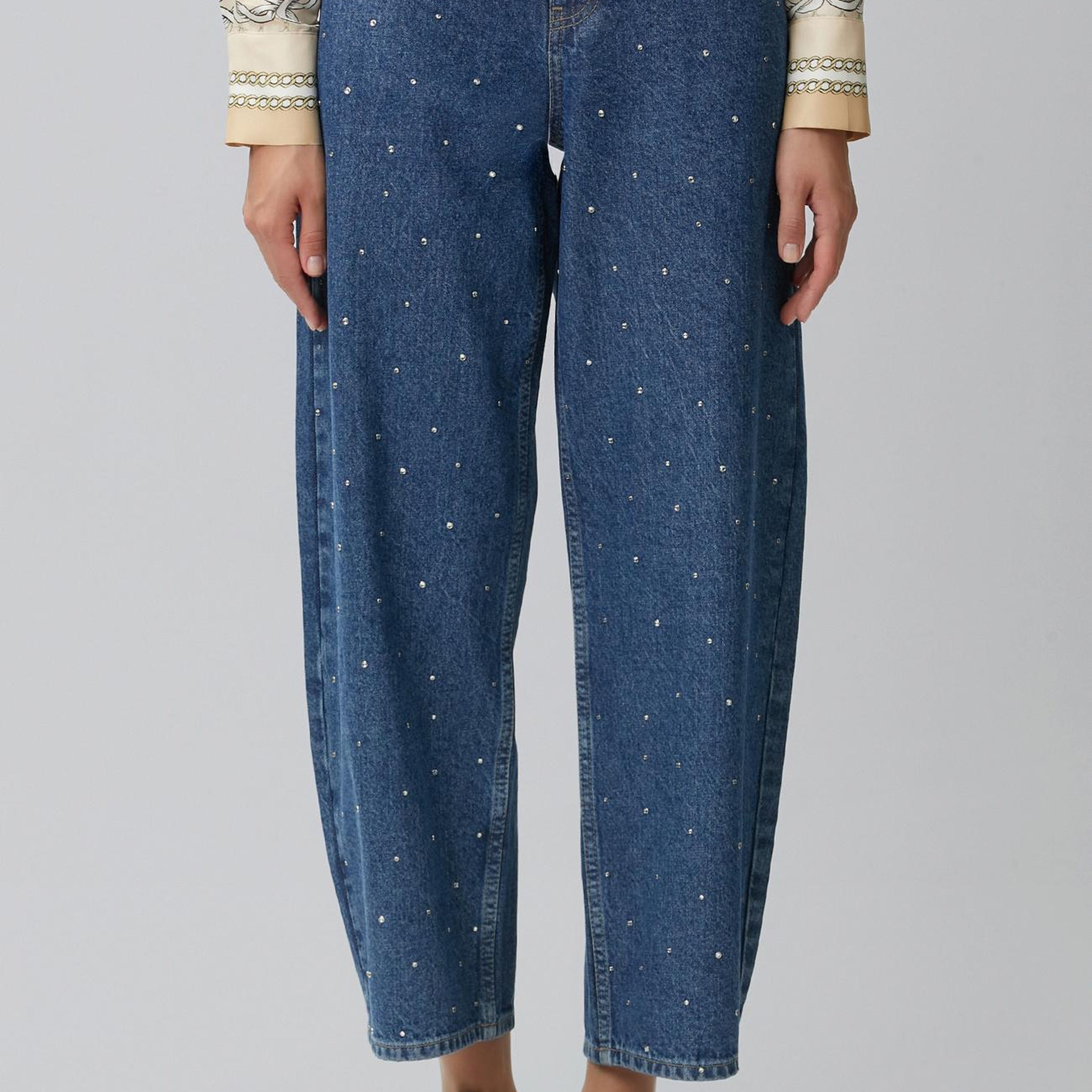 Network Kadın İndigo Barrel Fit Denim Pantolon