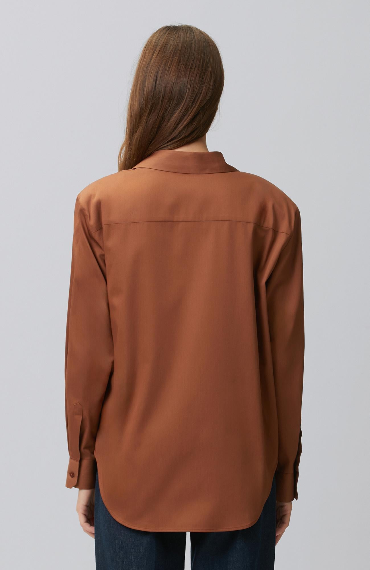 Network Kadın Limited Tarçın Aksesuar Detaylı Oversize Gömlek