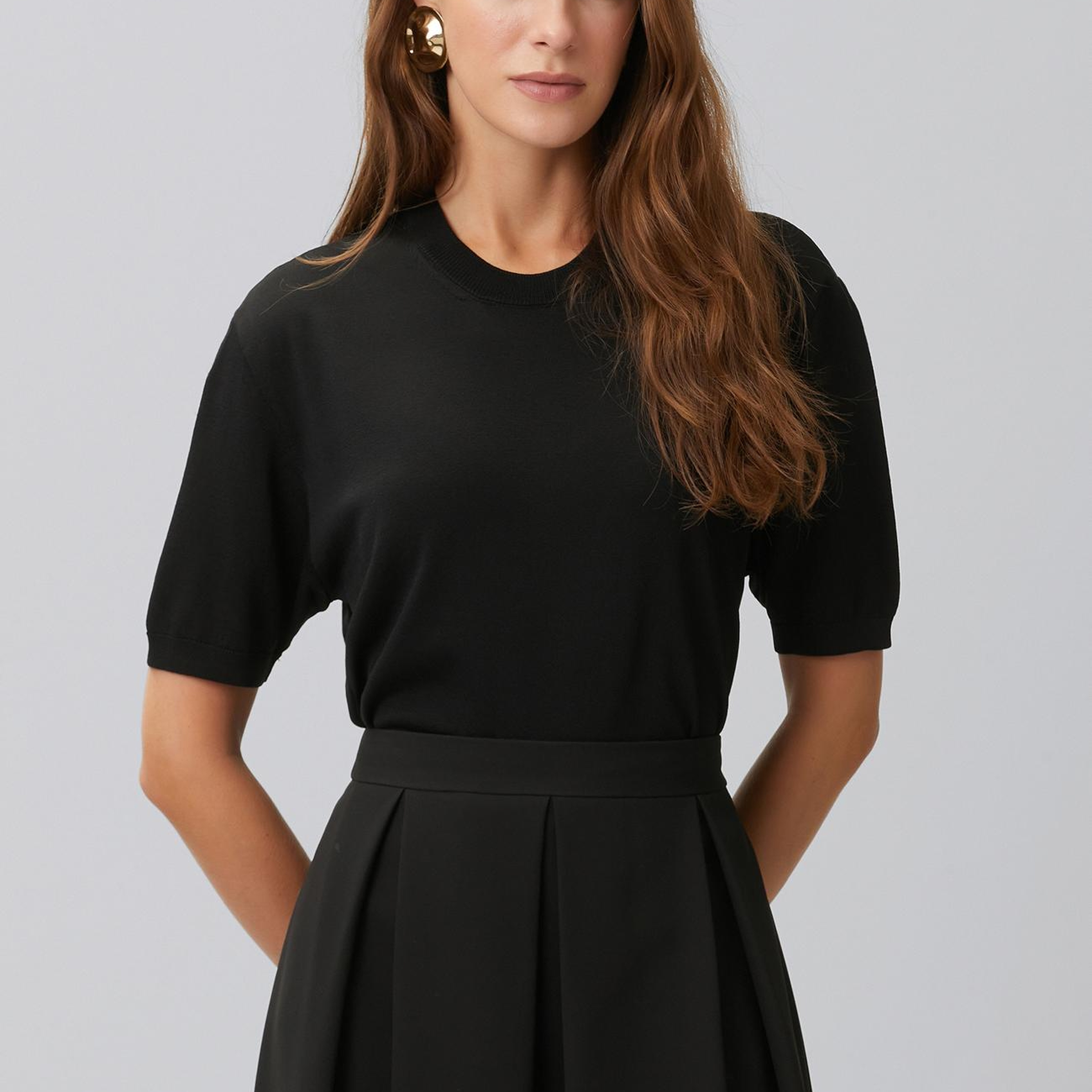 Network Kadın Siyah Rayon Basic Kazak
