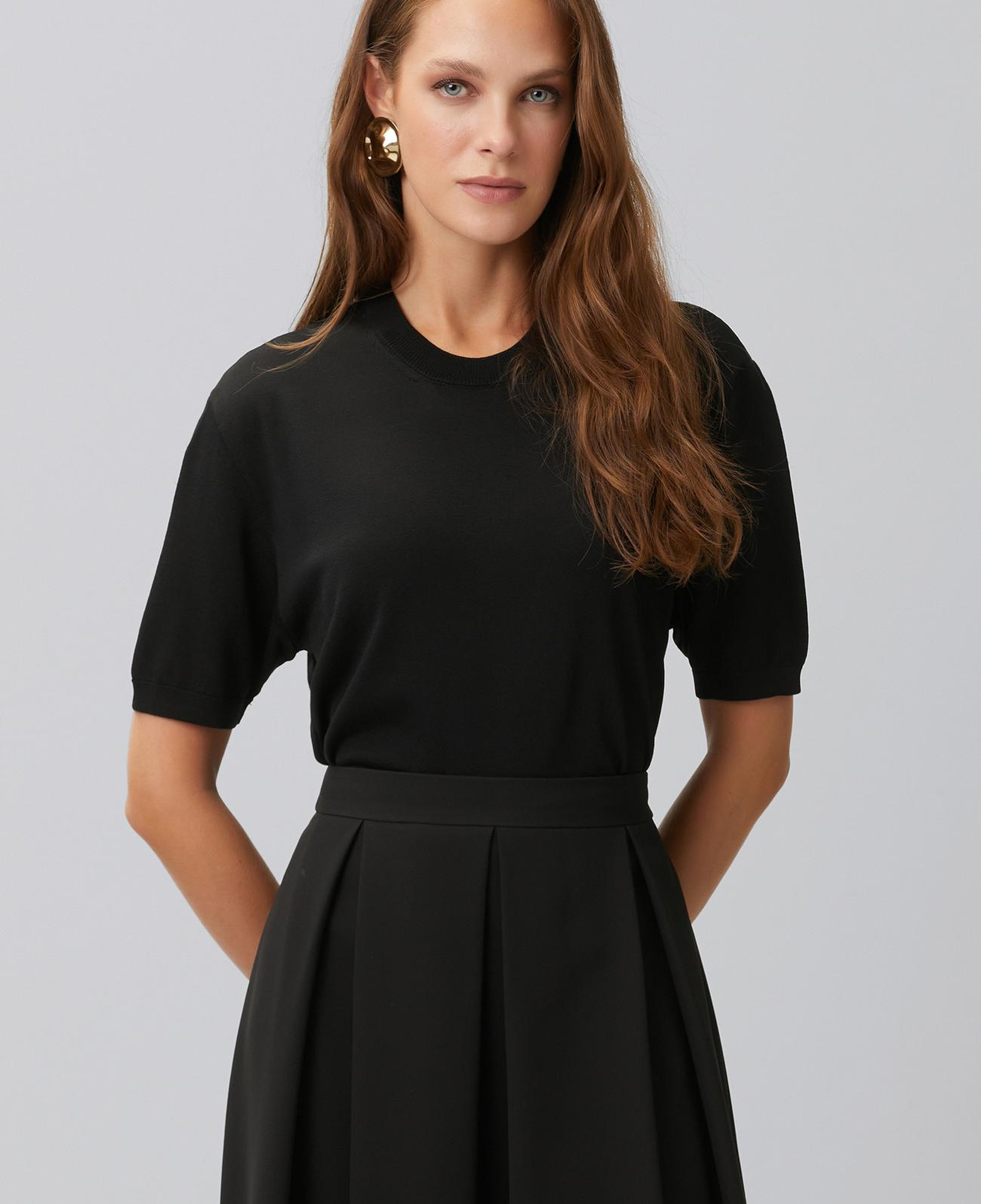 Network Kadın Siyah Rayon Basic Kazak