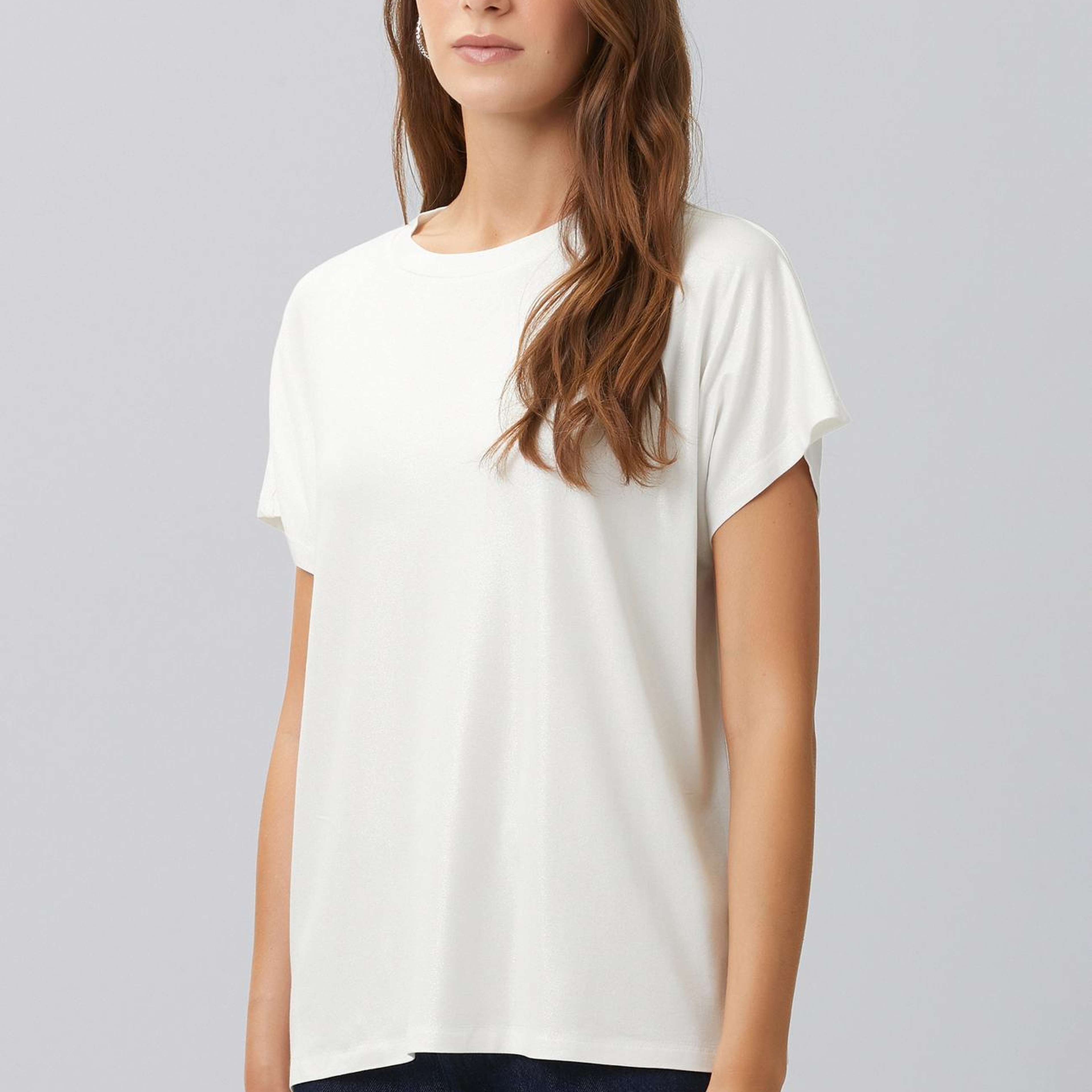 Network Kadın Kırık Beyaz Varak Baskılı Kısa Kol T-shirt