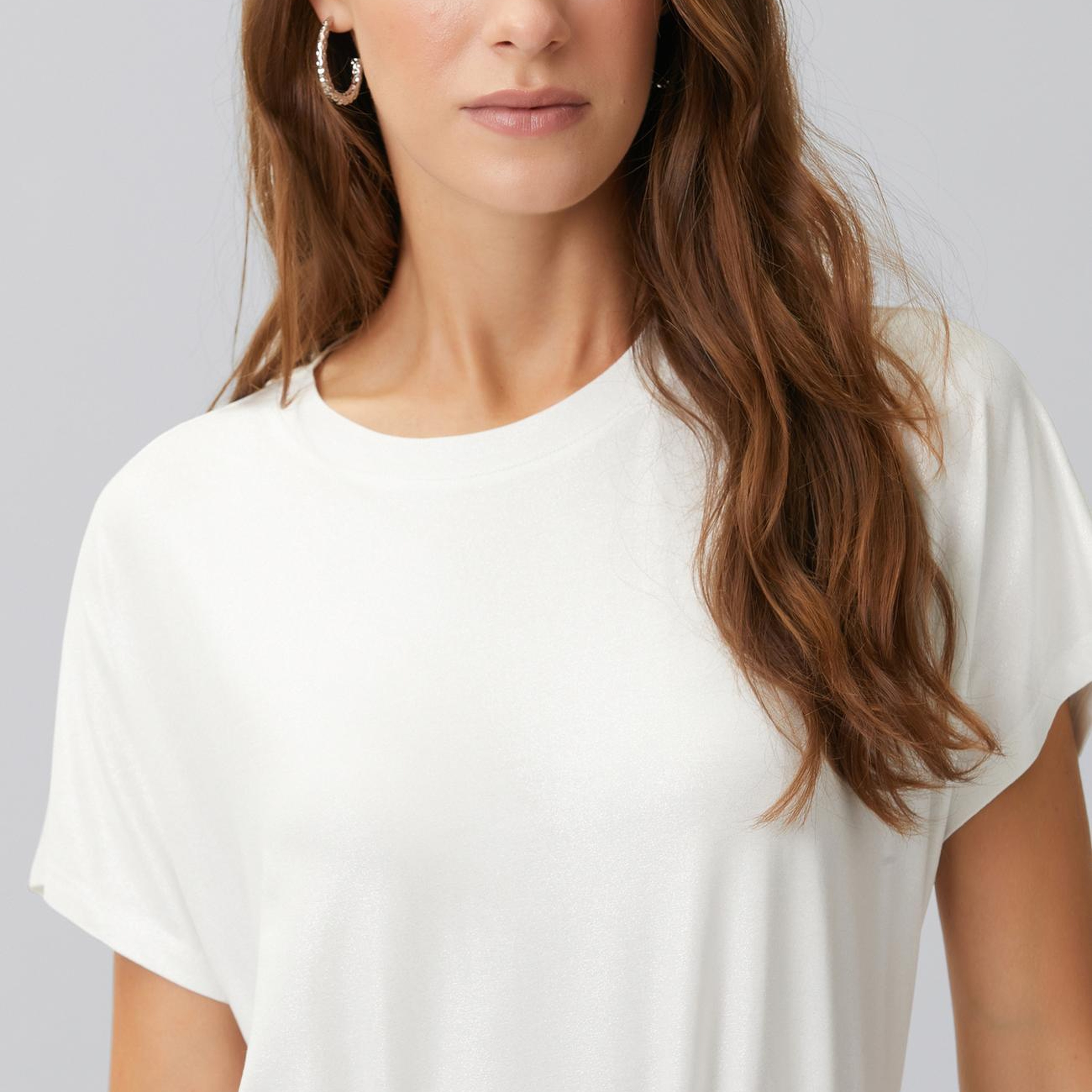 Network Kadın Kırık Beyaz Varak Baskılı Kısa Kol T-shirt