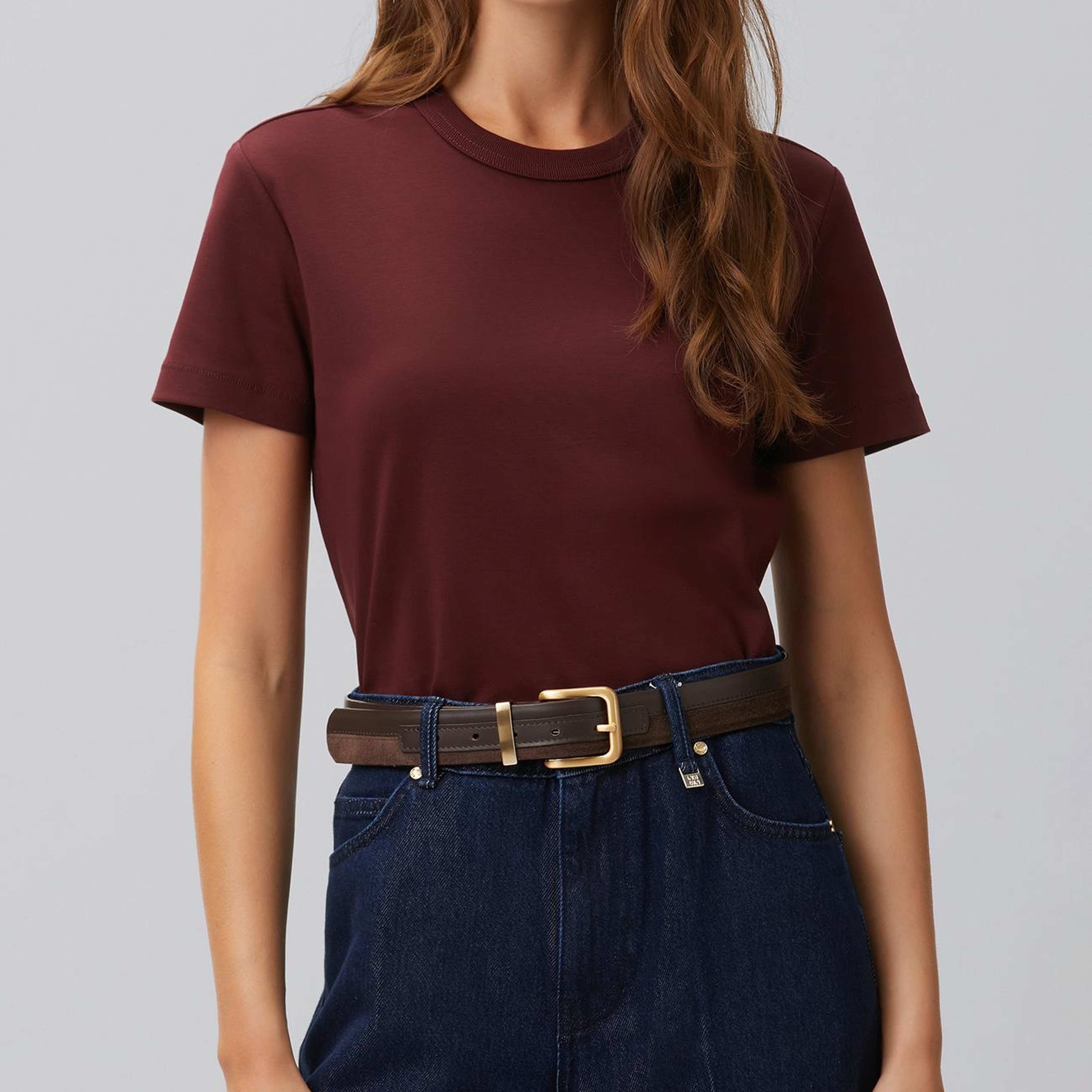 Network Kadın Bordo Basic T-shirt