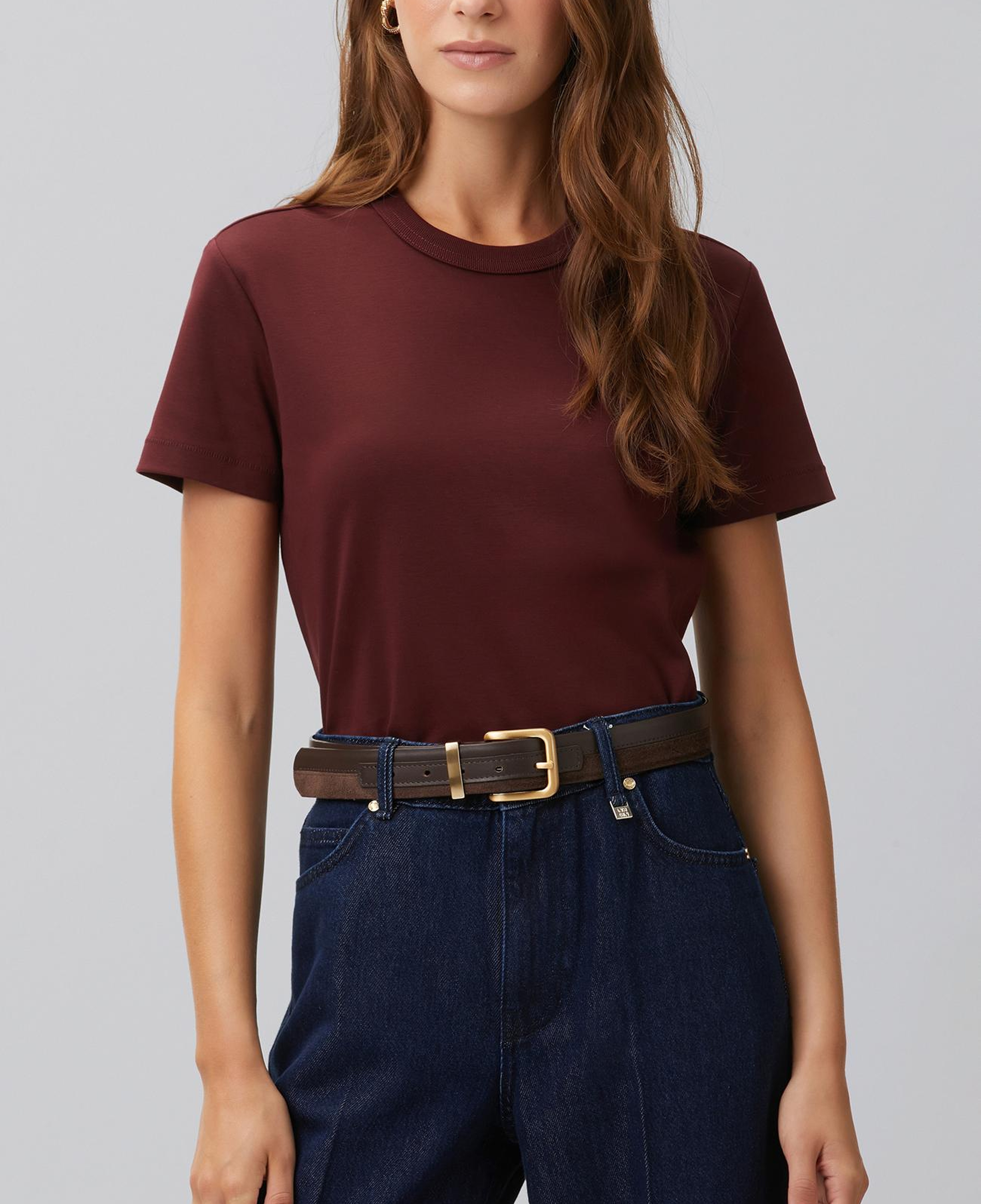 Network Kadın Bordo Basic T-shirt