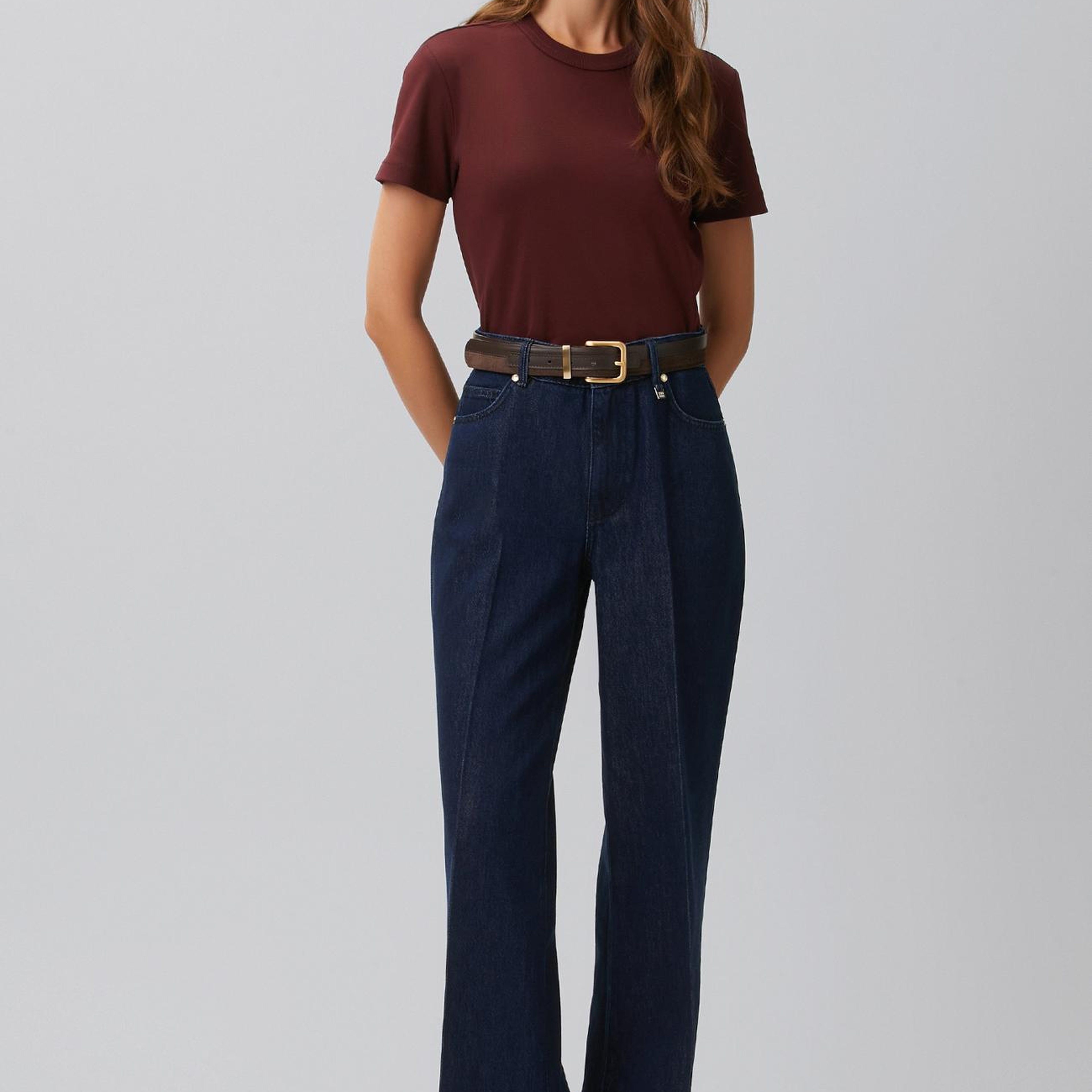 Network Kadın Bordo Basic T-shirt
