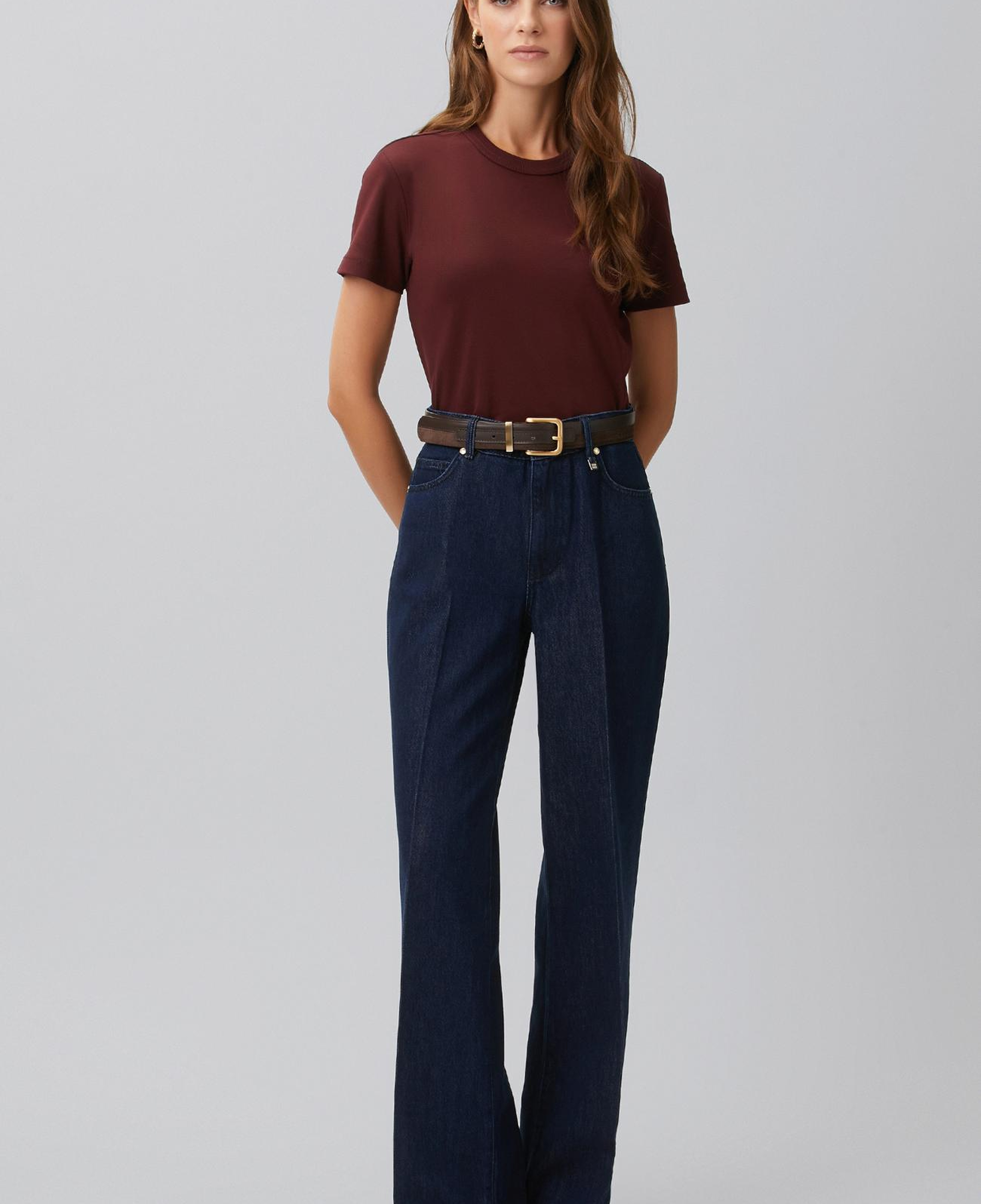 Network Kadın Bordo Basic T-shirt