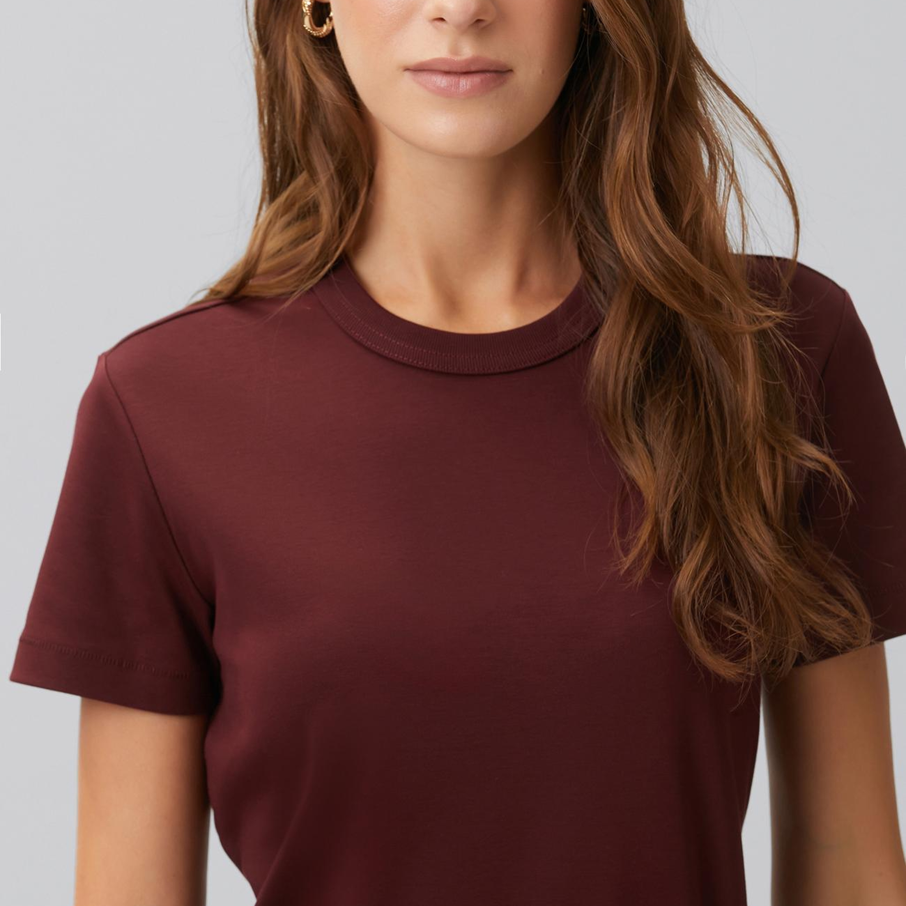 Network Kadın Bordo Basic T-shirt